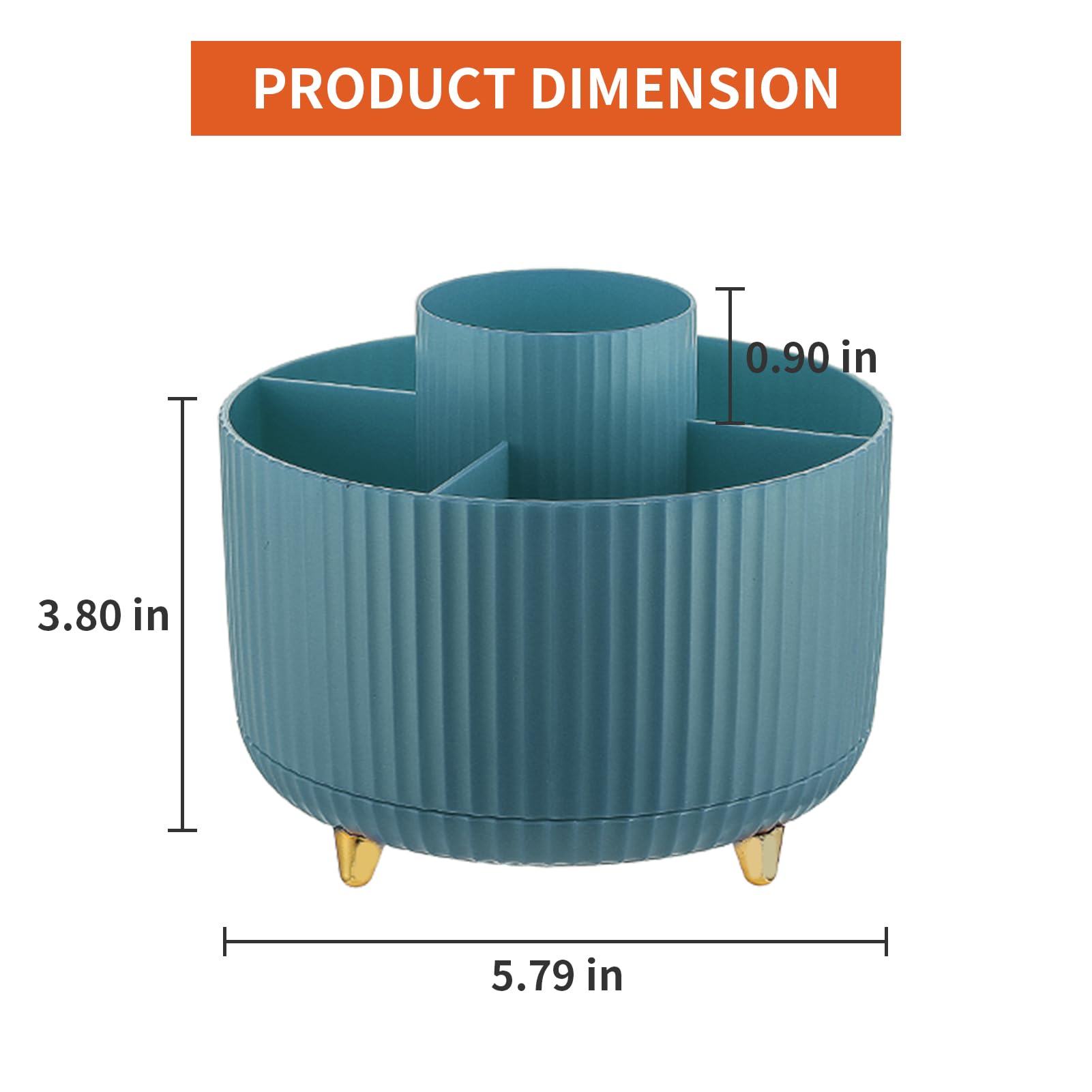 Marbrasse Desk Organizer, 360-Degree Rotating Pen Holder for Desk, Desk Organizers and Accessories with 5 Compartments Pencil Organizer, Art Supply Storage Box Caddy for Office, Home （Dark Green）