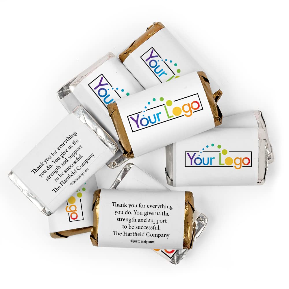 Custom Printed Wrappers and Mini Chocolate Bars, Promotional Items Add Your Logo Candy Personalized Miniatures, (75 Count)