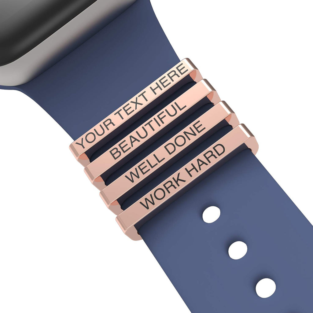 Callancity 4pcs/Set Custom Watch Band Charms Personalized Decorative Ring Loops Compatible for Apple Watch Series 8/7/6/5/4/3/2/1(No Band)