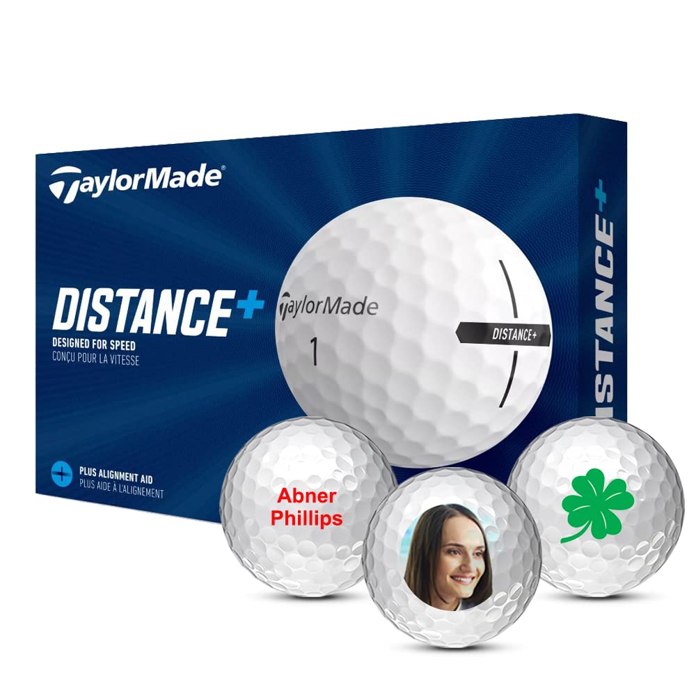 Taylormade Distance + Logo Golf Balls, Personalized Golf Balls, Custom Golf Balls (Set of 12)