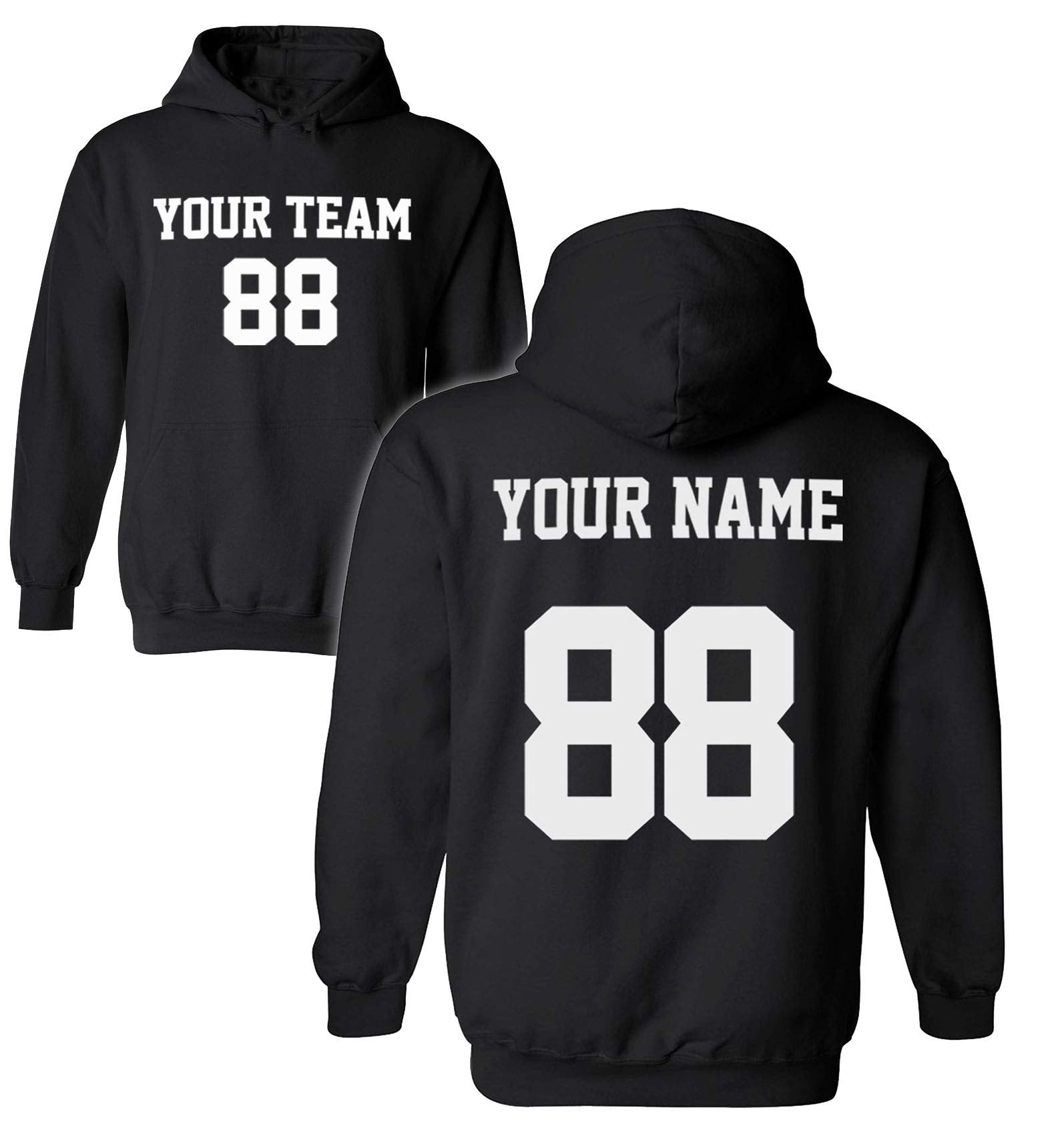 Tee Miracle Design Your OWN Hoodie for Men & Women - Custom Jersey Hoodies - Pullover Team Sweatshirts Black