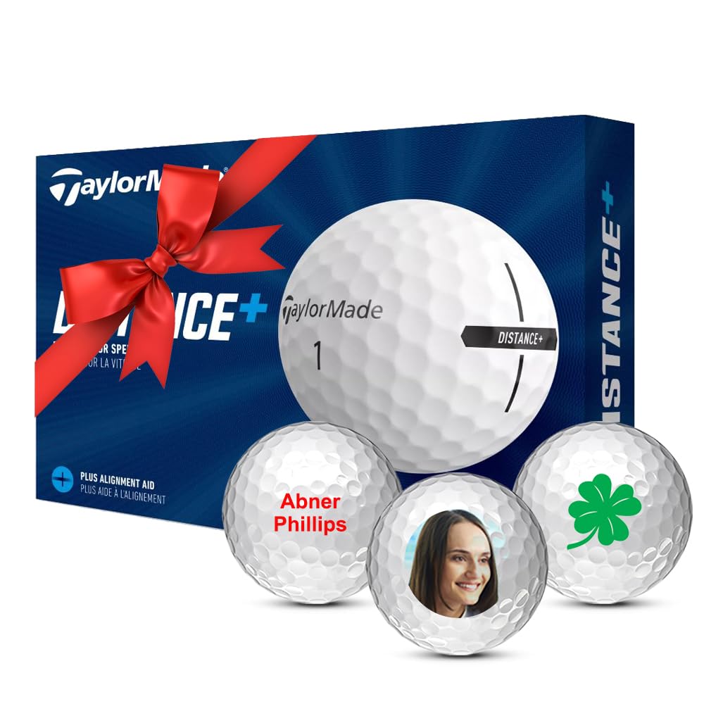 Taylormade Distance + Logo Golf Balls, Personalized Golf Balls, Custom Golf Balls (Set of 12)