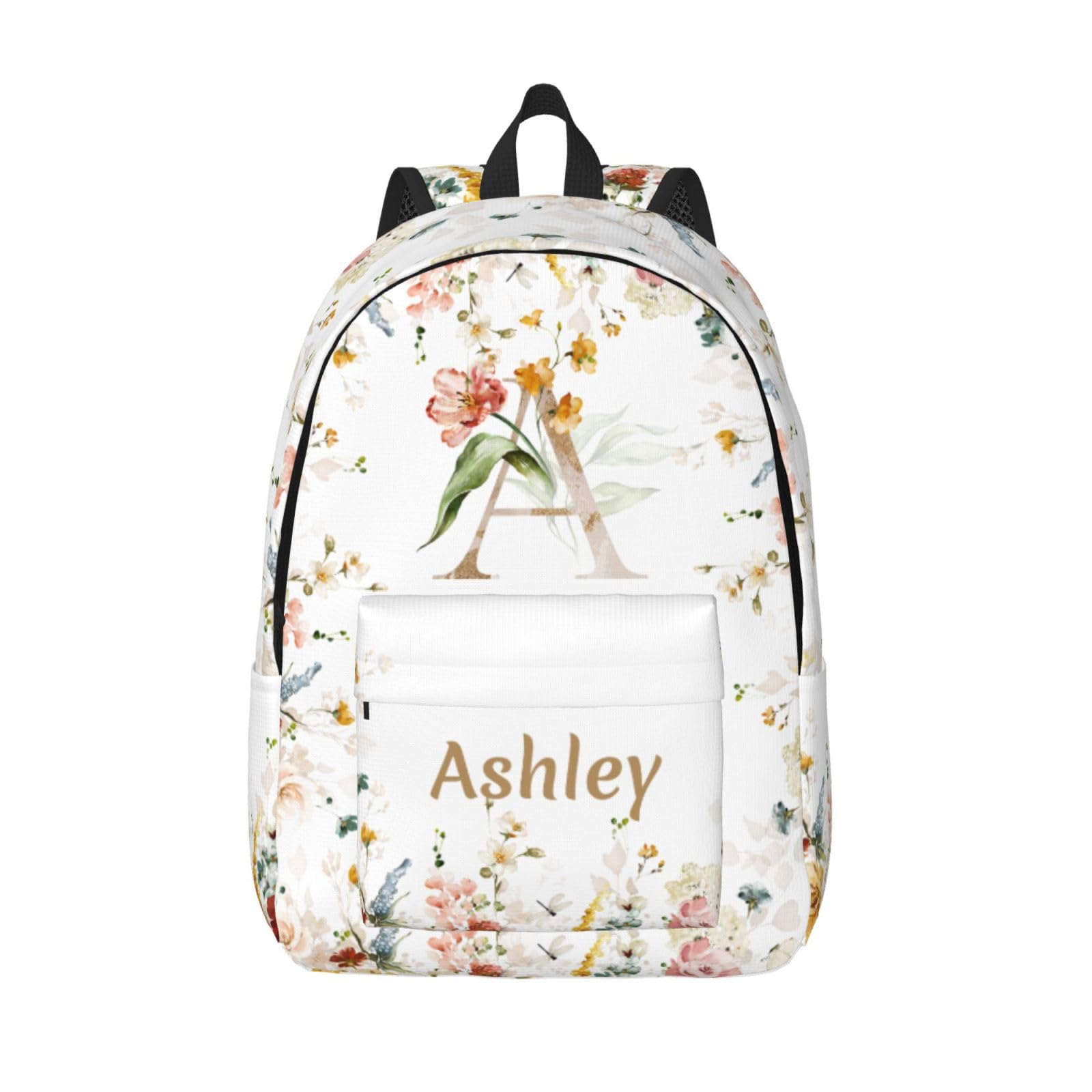 UJDUYSD Personalized Backpack for Girls Boys, Custom Backpacks with Name, Customized Flowers School Bookbags for Kids, Personalized Casual Bookbags for Back to School Travel Picnic 15"