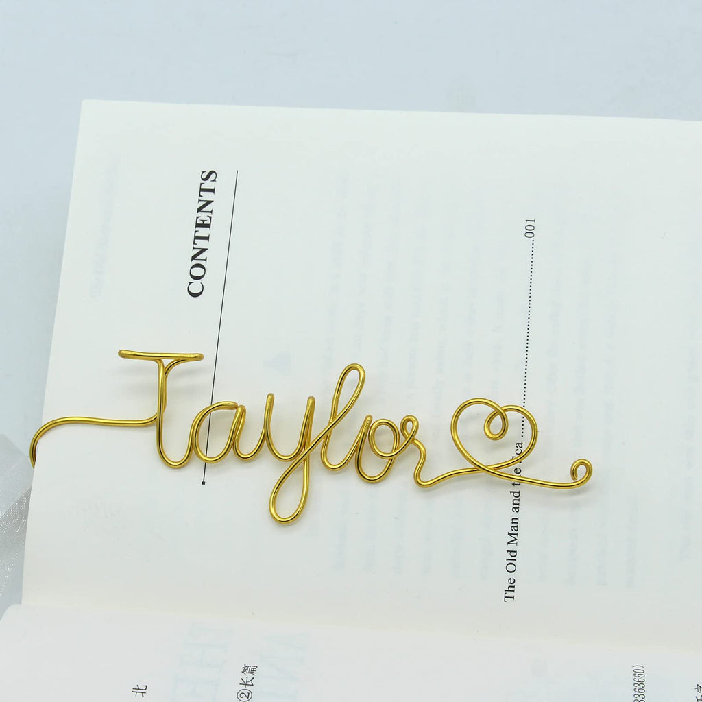 Personalized Wire Name Bookmark Custom Bookmark Unique Name Gift with Heart Ideal Gift For Bookworm and Book Lover Teacher Father Husband Gift Anniversary Booklovers