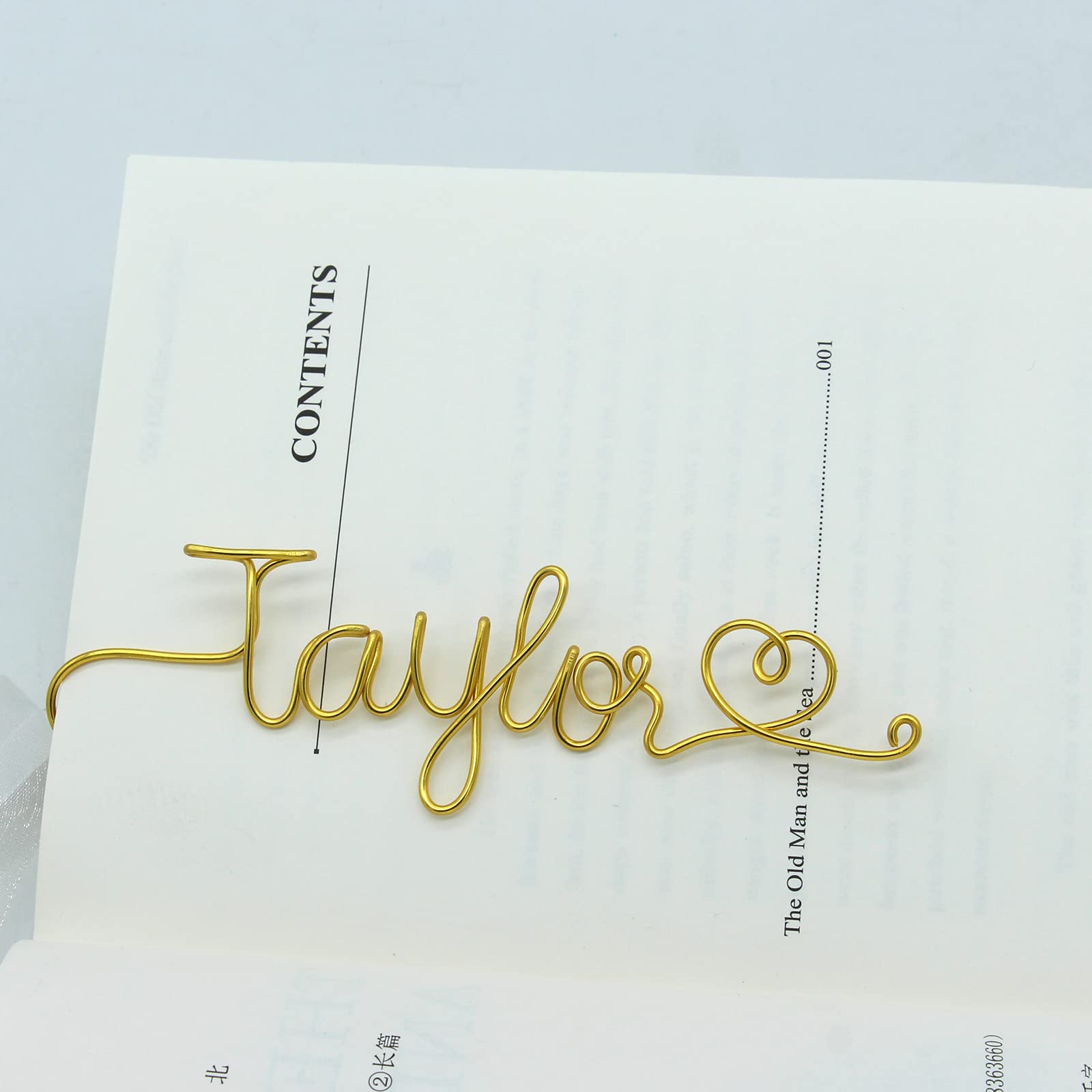 Personalized Wire Name Bookmark Custom Bookmark Unique Name Gift with Heart Ideal Gift For Bookworm and Book Lover Teacher Father Husband Gift Anniversary Booklovers