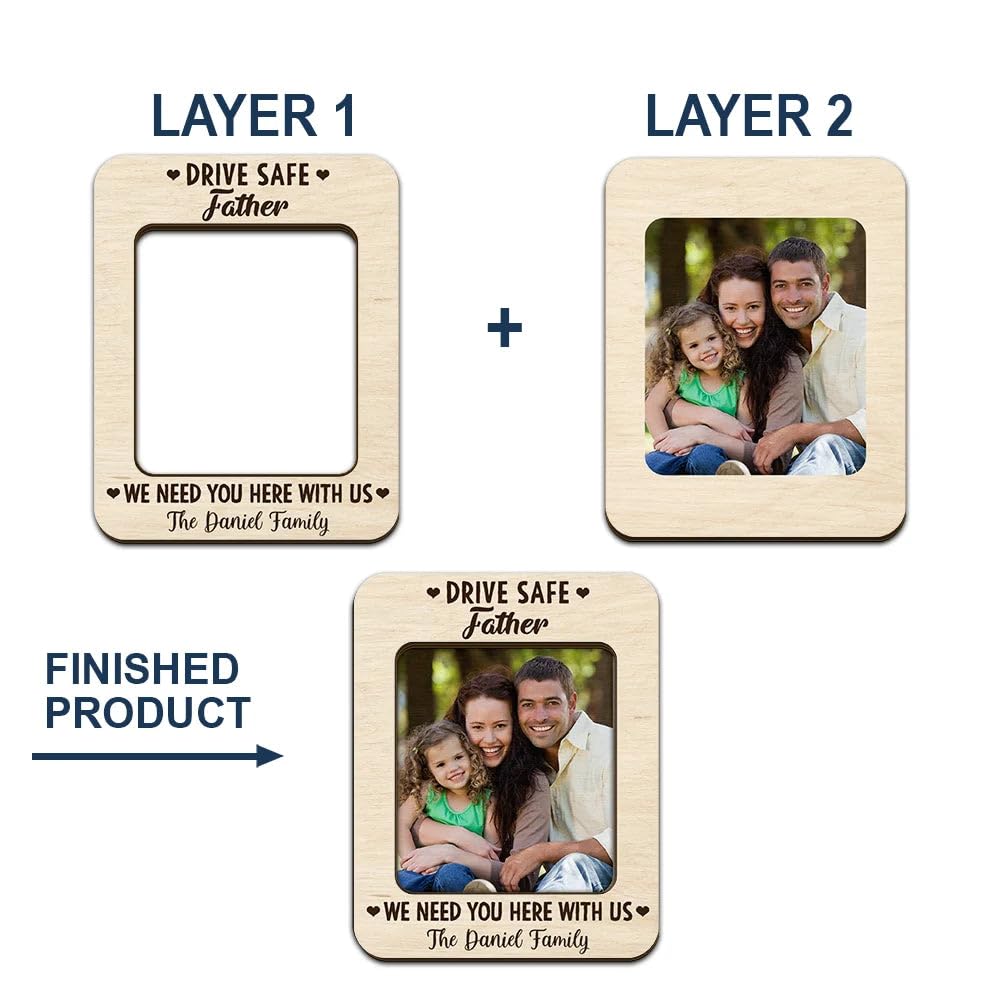 WANDER PRINTS Gift for Couple - Custom Photo, Personalized Custom Shaped Car Visor Clip - Drive Safe I Need You Here with Me