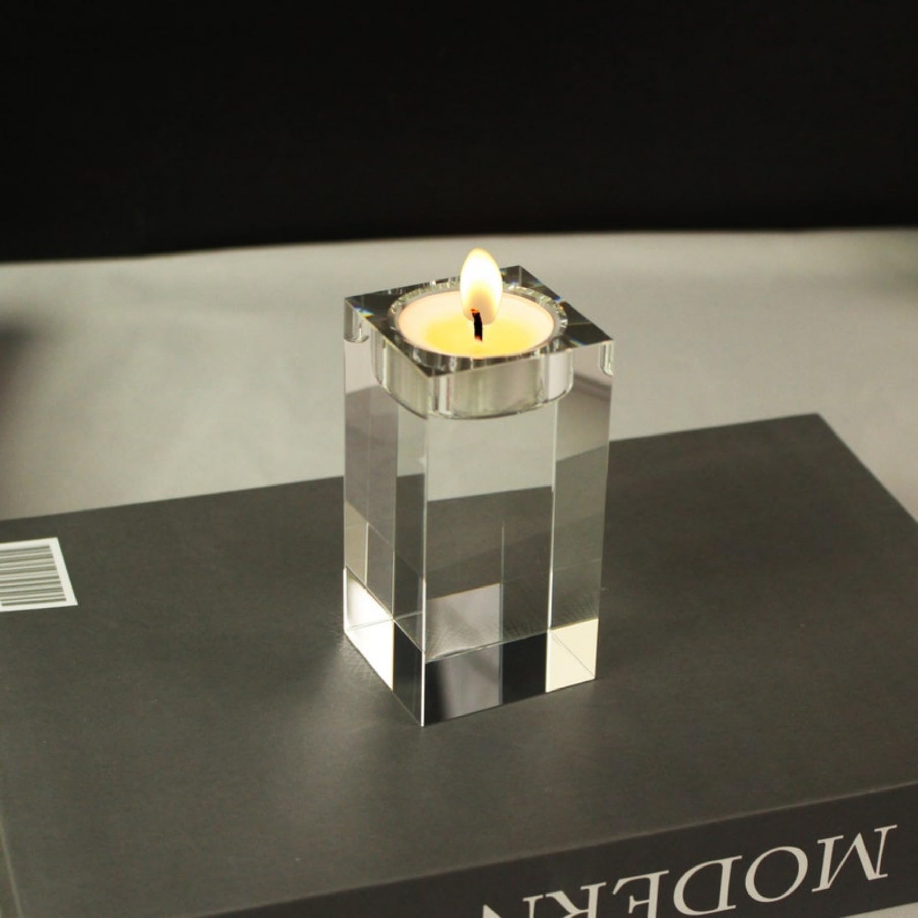 Custom Personalized 3D Laser Engraved Photo Picture K9 Crystal Candle Holder Stand Personalized Photo Engraved Crystal Candelabra (5x5x8cm)