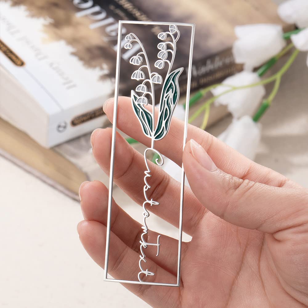 Custom Name Bookmark Birth Flower Bookmark Stainless Steel Bookmark for Women Personalized Birthday Gift for Her
