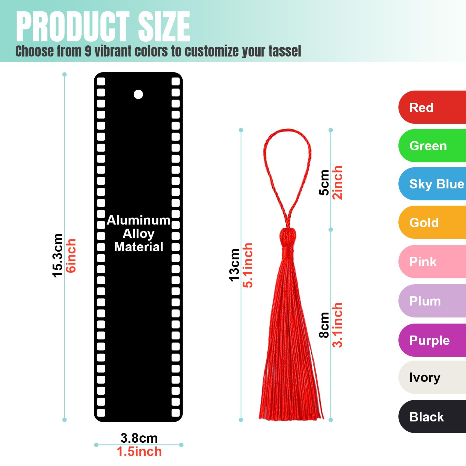 Personalized Bookmark with Picture Text Metal Custom Bookmarks with Tassel Double-Sided Custom Engraved Photo Color Bookmark for Book Lovers Kids Women Men Christmas Birthdays Valentine’s Day Gift