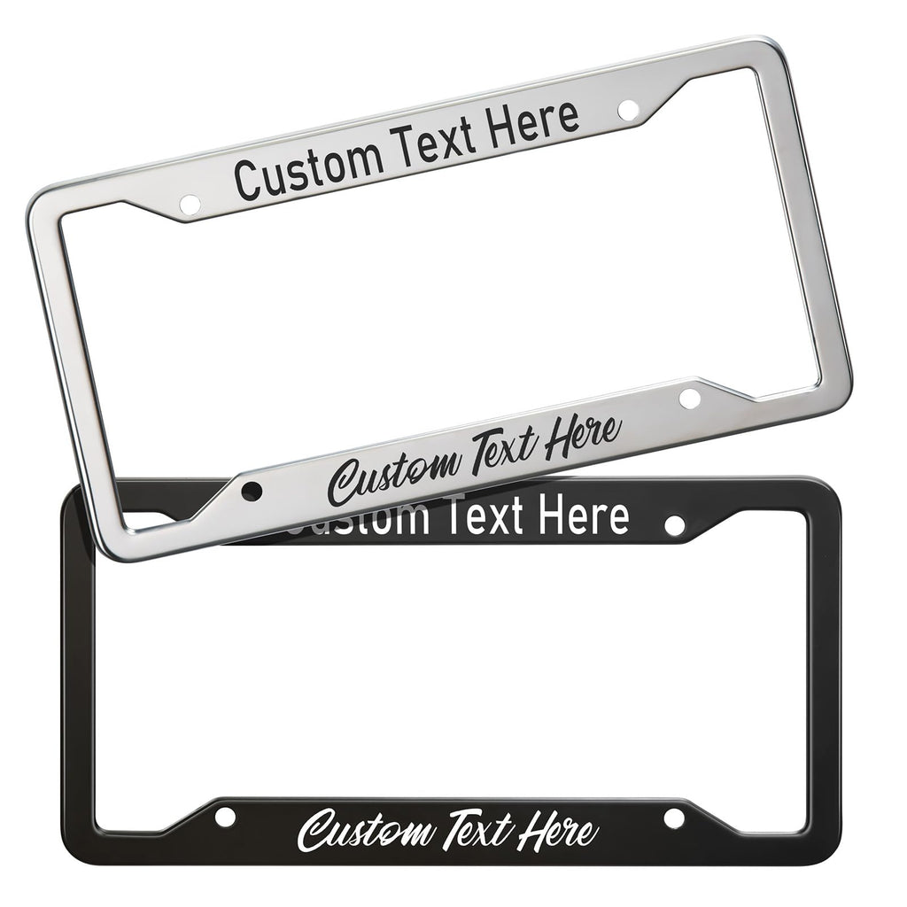 Metal Custom License Plate Frame - Rust-Proof Aluminum Car License Plate Holder for Front or Rear - Automotive Exterior Car Accessories for Women and Men - Including Screws (Black)