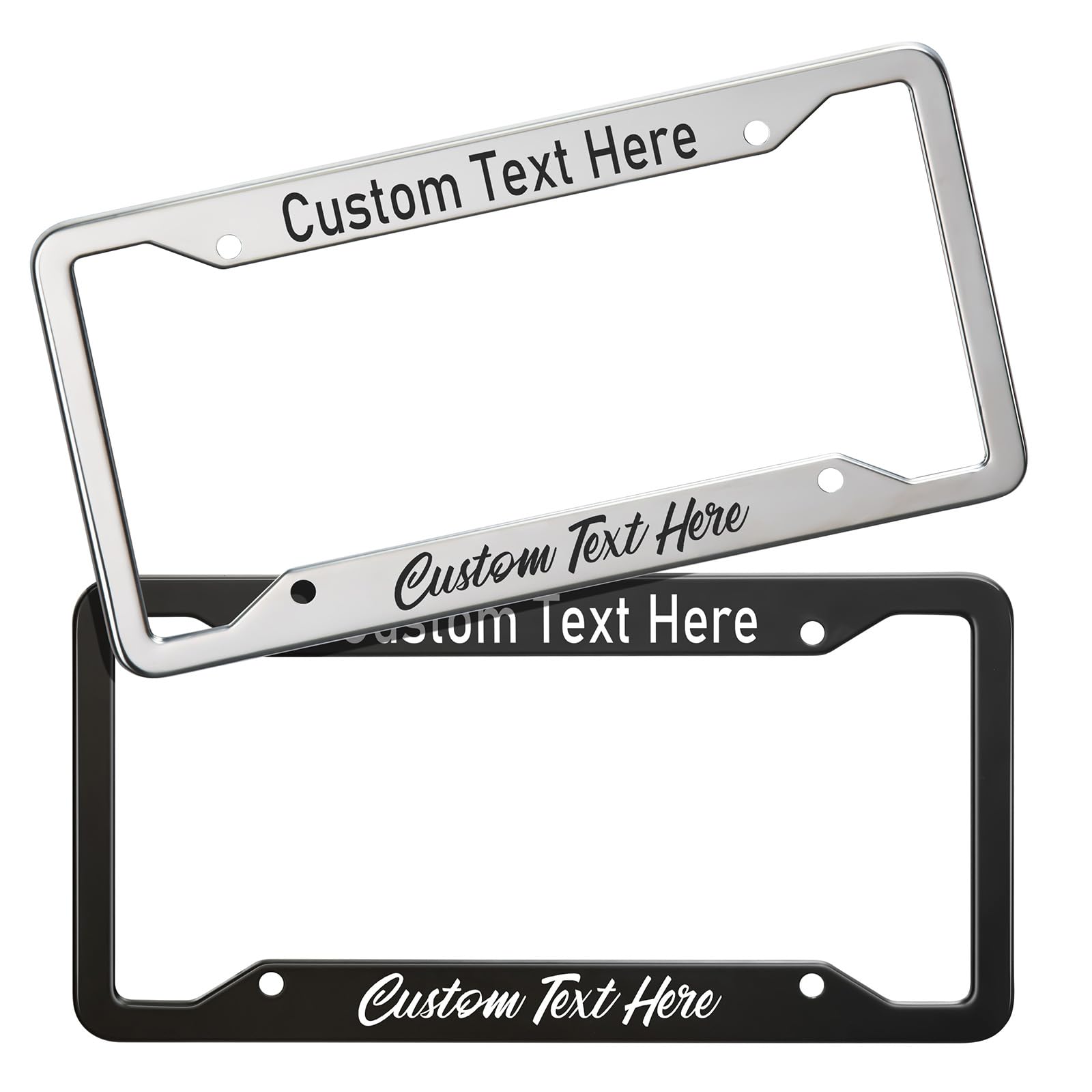 Metal Custom License Plate Frame - Rust-Proof Aluminum Car License Plate Holder for Front or Rear - Automotive Exterior Car Accessories for Women and Men - Including Screws (Black)