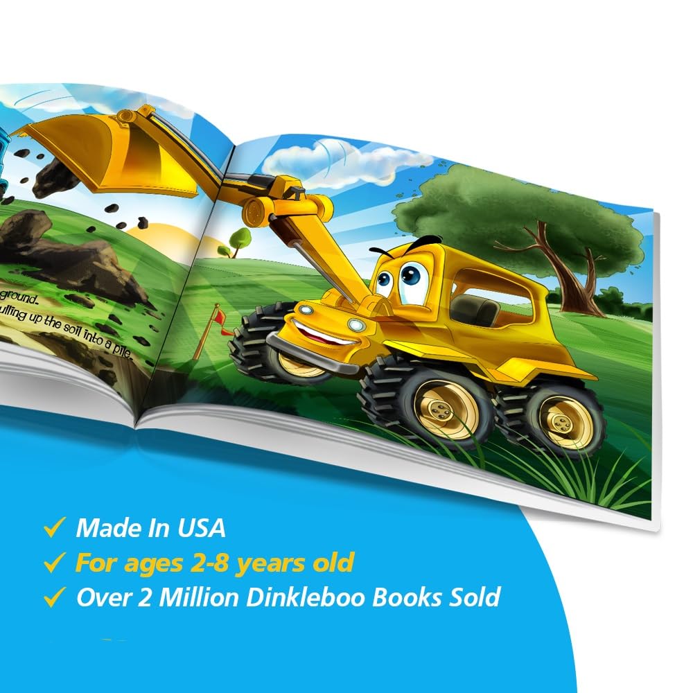 Personalized Story Book by Dinkleboo - The Little Digger Story - Teaches Your Child About Teamwork - for Children Aged 0 to 8 Years Old - Soft Cover - Smooth, Glossy Finish (8"x 8")