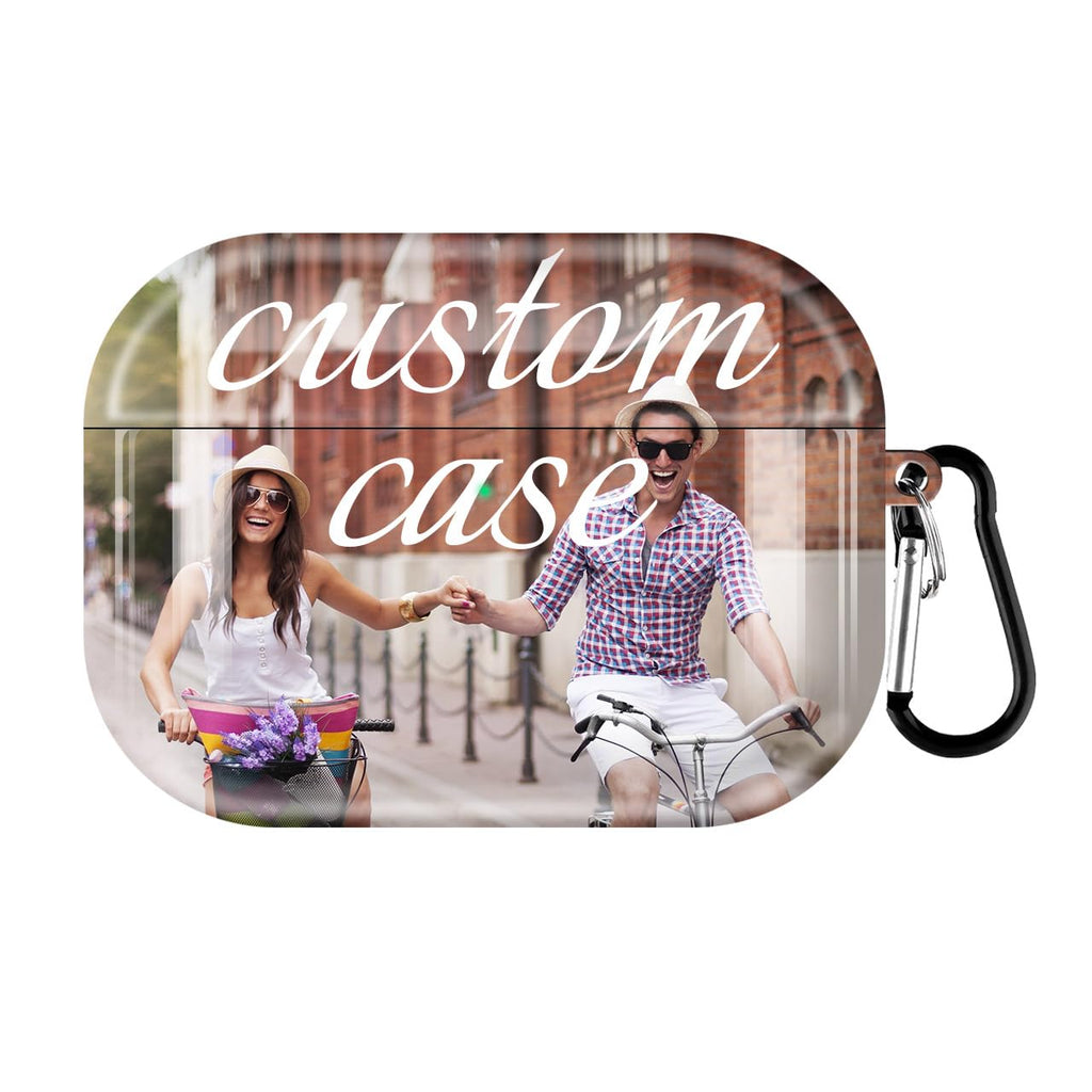 Custom Photo Case for Airpods 4/3/Pro/Pro 2 with Carabiner Keychain Personalized Picture Name Text Letter Premium Print On Cover,Full-Wrap Glossy Case