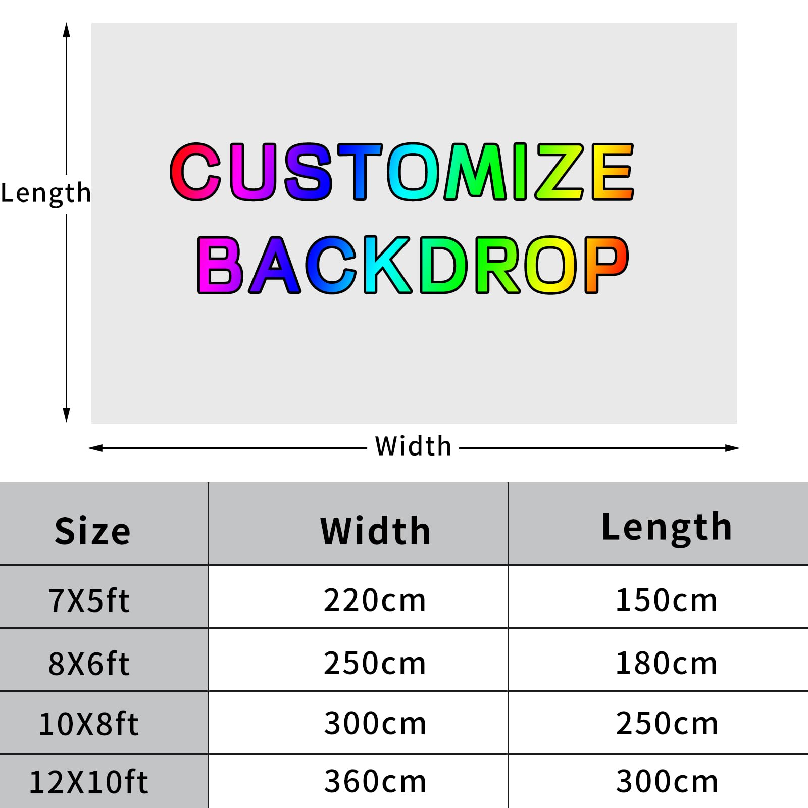 10x8ft Custom Backdrop Personalized Customized Photography Background Customized Your Own Image Picture Text Logo Kids Birthday Baby Shower Wedding Anniversary Party Decorations Banner