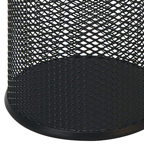 Black Pen Holder Cup for Desk, Black Wire Mesh Pencil Cup Holder for Desk Office Pen Organizer