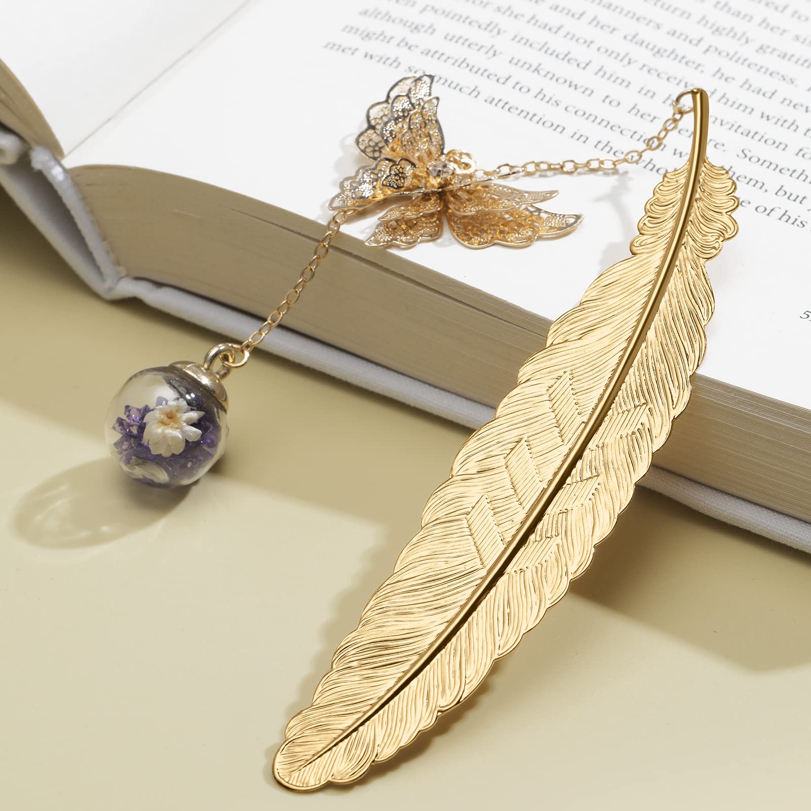 Metal Butterfly Feather Bookmark Valentine's Day Mothers Day Gifts Teacher Appreciation Gifts for Women,End of Year Teacher Gifts Birthday Gifts Bookmarks for Women Grils Mom Readers Book Lovers