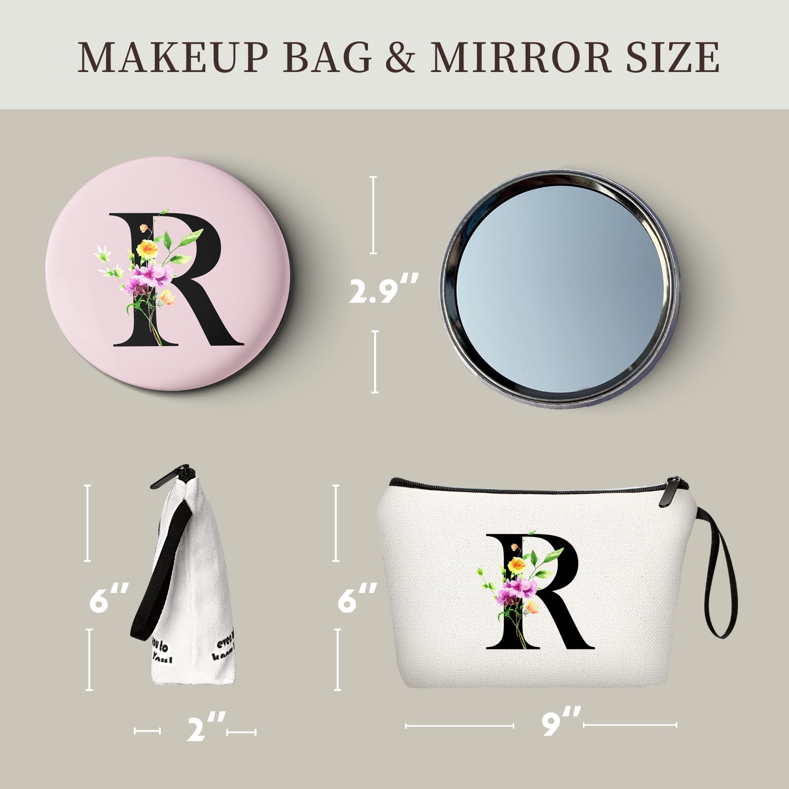 SEAMOON Bridesmaid Proposal Gifts,Women Gifts for Birthday,Unique Gifts for Women,Bridal Gifts for Bride, Makeup Bag with Mirror,Personalized Gifts,Christmas Gifts,R