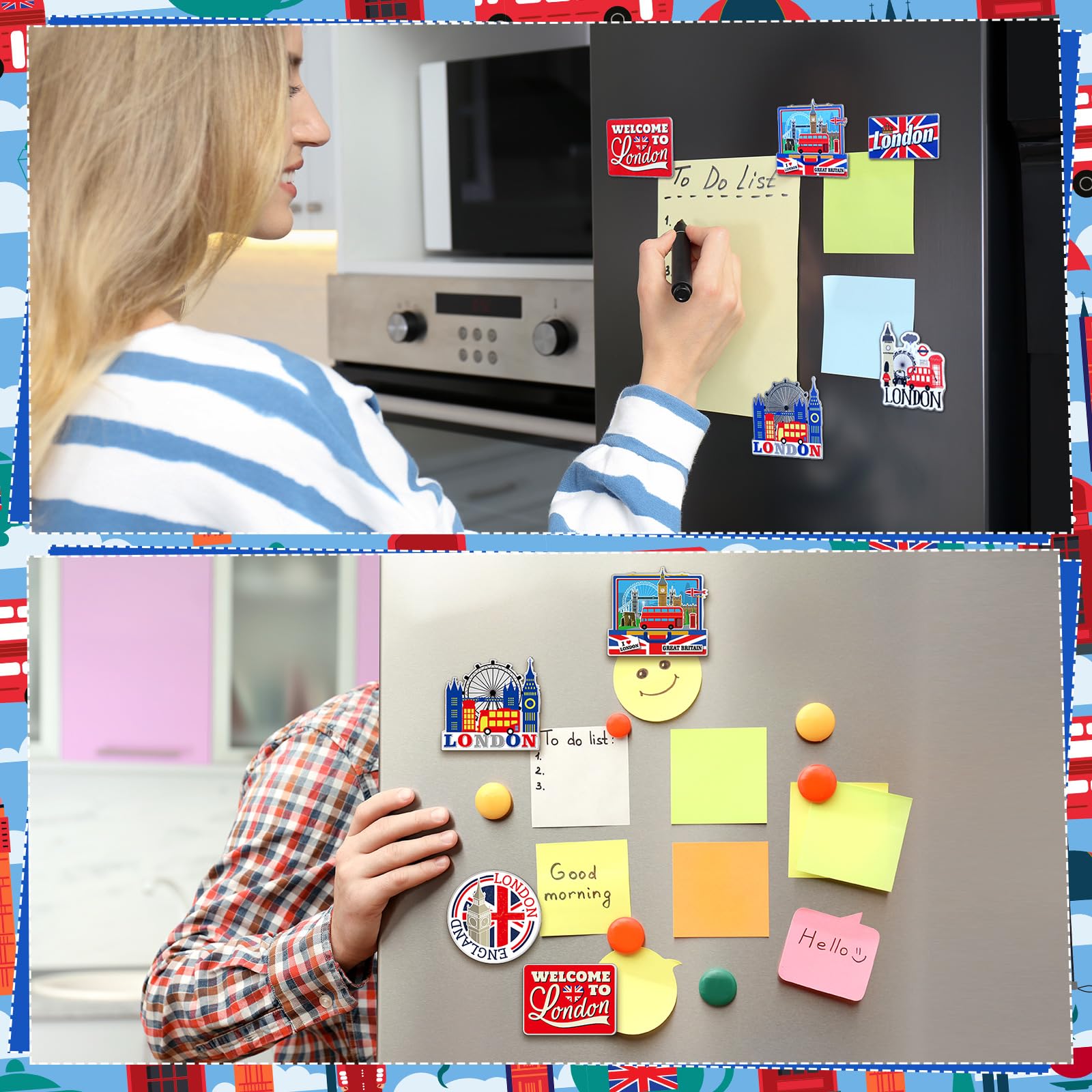 Tellegloww 18 Pcs London Fridge Magnet Magnetic Refrigerator Stickers Metal Magnet London Souvenirs Gifts Refrigerator Magnets Home Decoration Accessories