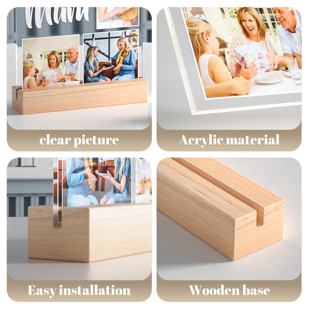 Custom Picture Frames with Photo, Personalized Photo Frame with Night Light, Customized Heart Picture Frame, Personalized Anniversary Valentines Day Gifts for Women Men Her Him Girlfriend Boyfriend