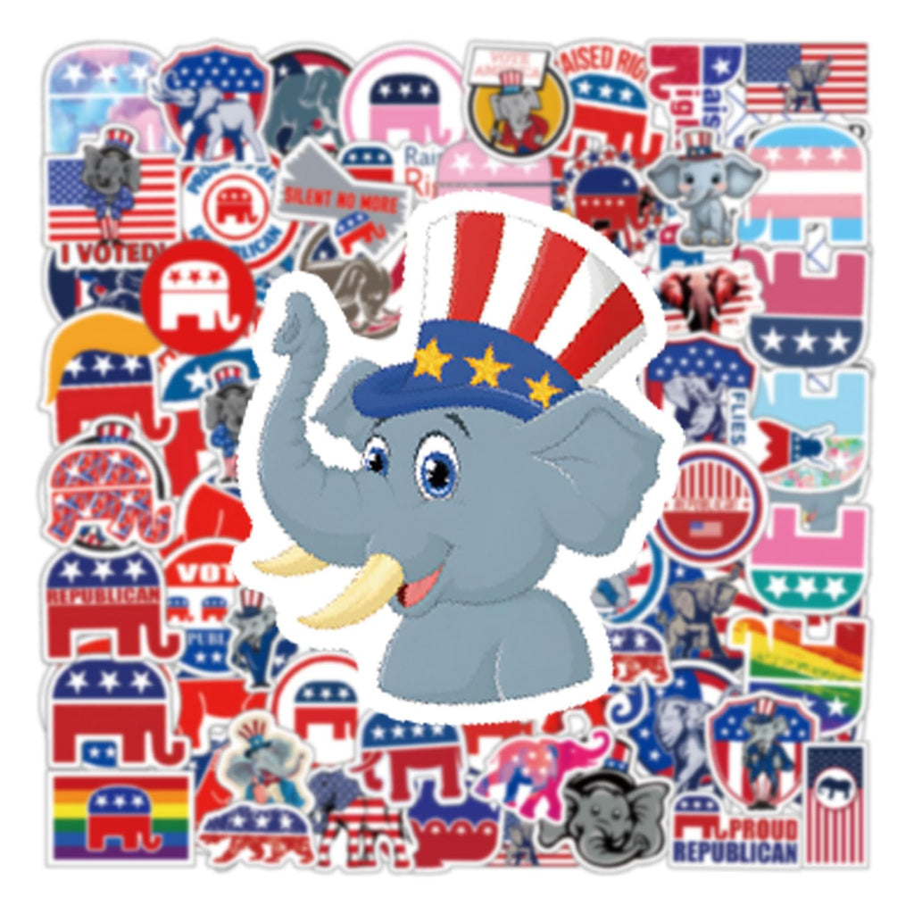 60pcs Republican Elephant Sticker Political Stickers, Waterproof Vinyl Sticker Decals, for Kids Girls Boys Teens Adults for Water Bottles Laptop Suitcase for Birthday Party Supplies Decoration Favors
