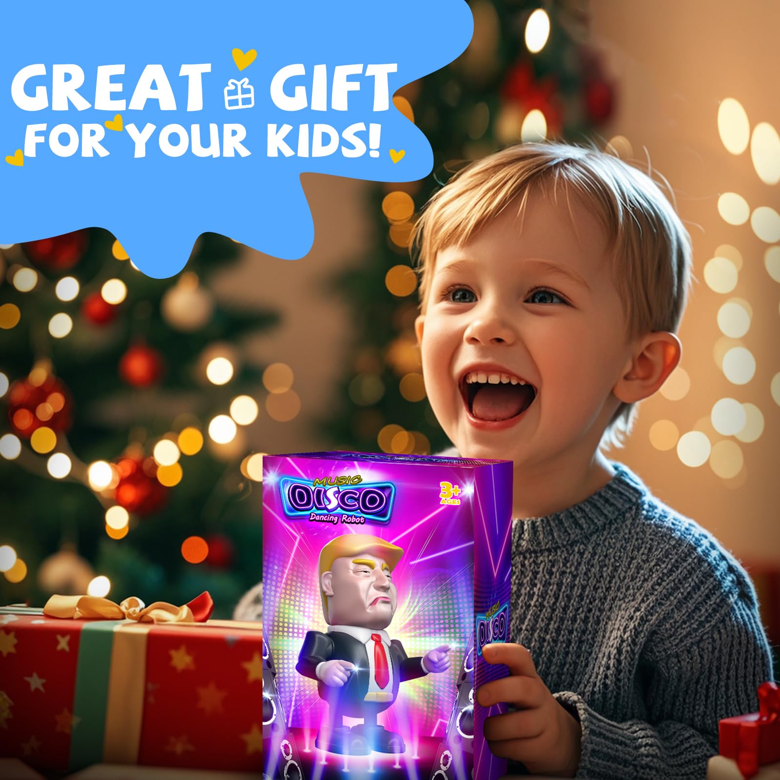 TOYTANLIFE Trump Toys Rechargeable Dancing Robot Kids Toys, Prank Toys & Games, Xmas Birthday Gifts, Toys for Boys & Girls Ages 3 to Up (Black)