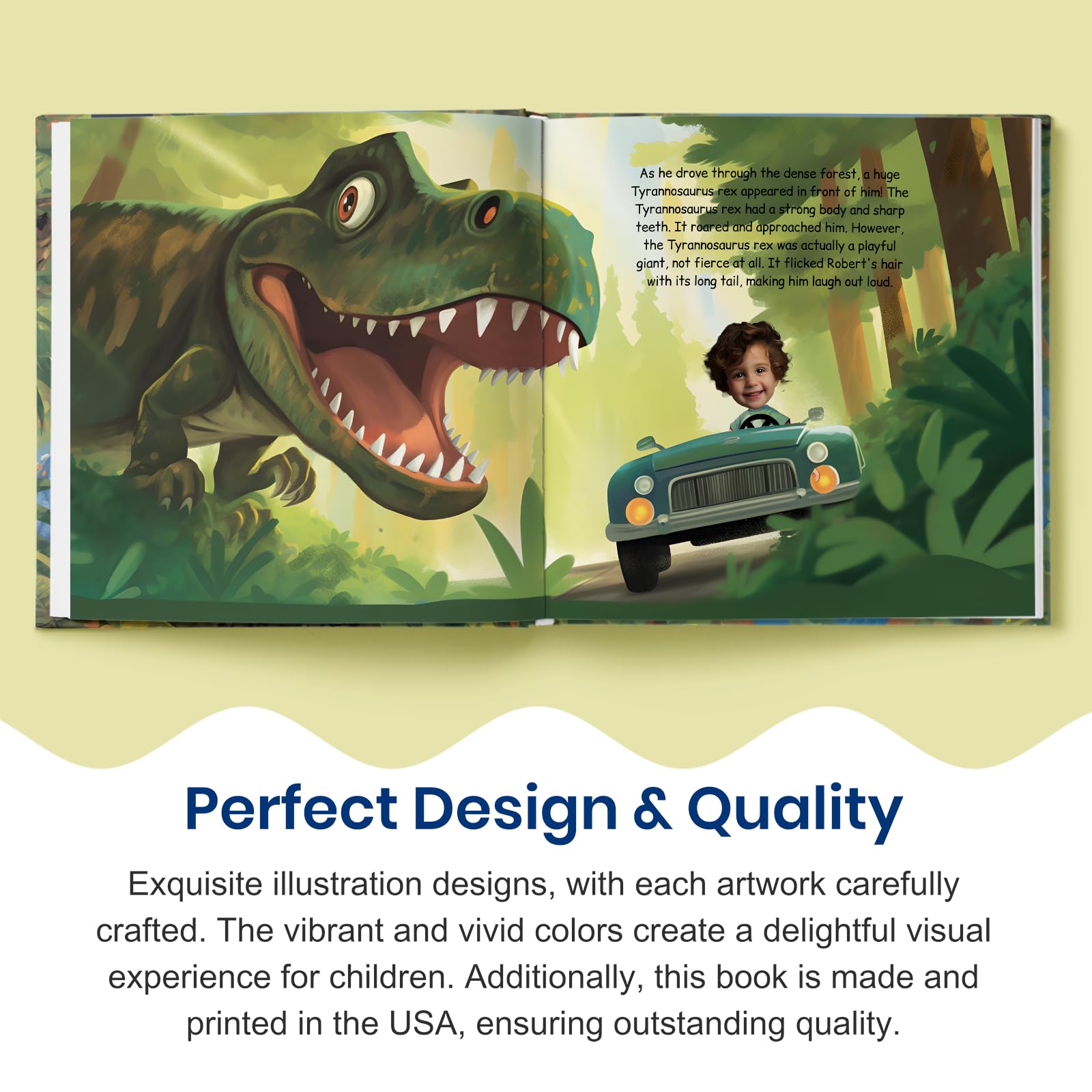 Personalized Children Story Book - Dinosaur Adventure - Customized Name & Photo - Baby Gifts - Kids Engaging Story - Elfink (Soft Cover)