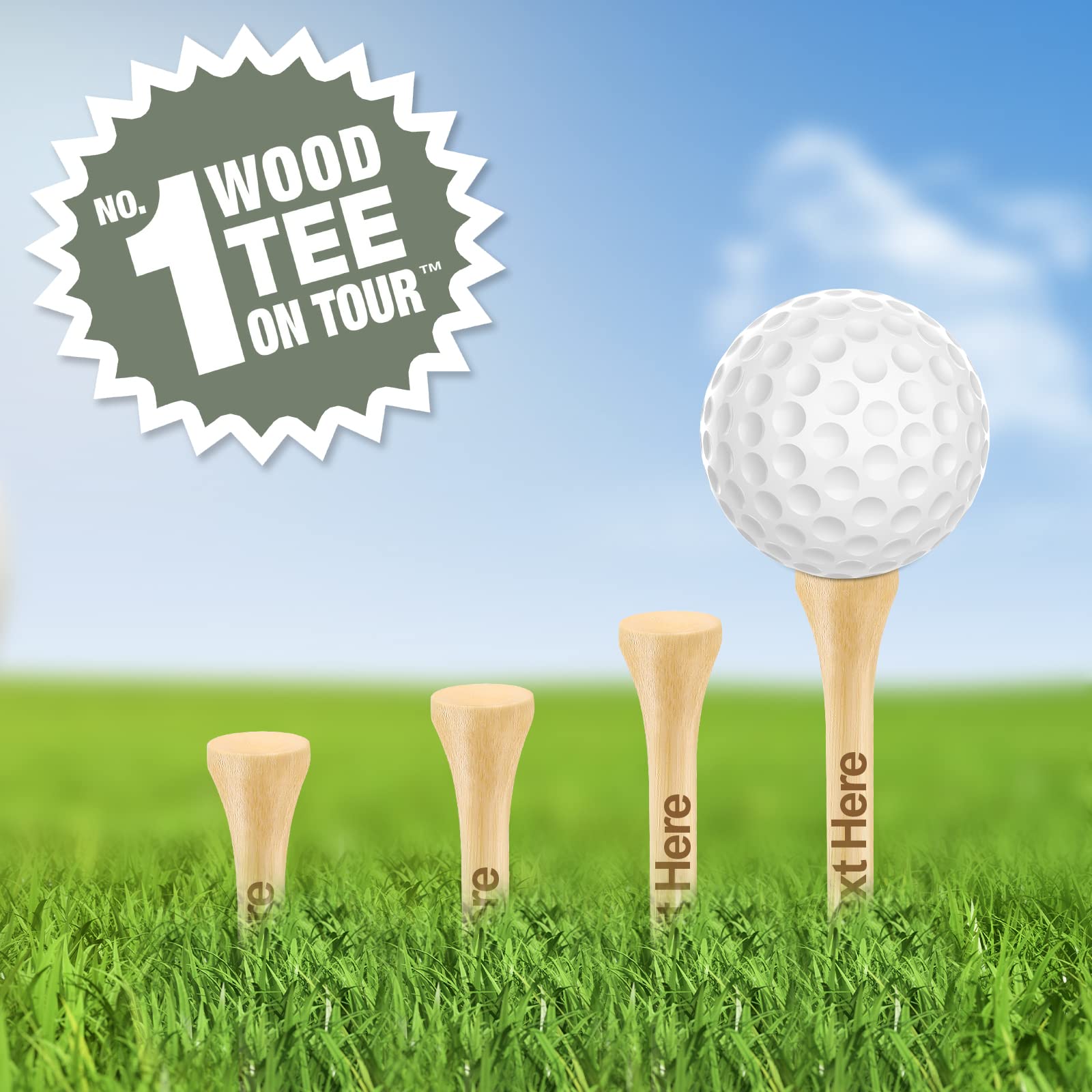 50-500 PCS Personalized Golf Tees in A Pouch, Custom Golf Tees Bulk with Your Name, Text, Logo, Wood Golf Tees 3 1/4" Inch Size, Personalized Golf Gift, and Party Favors
