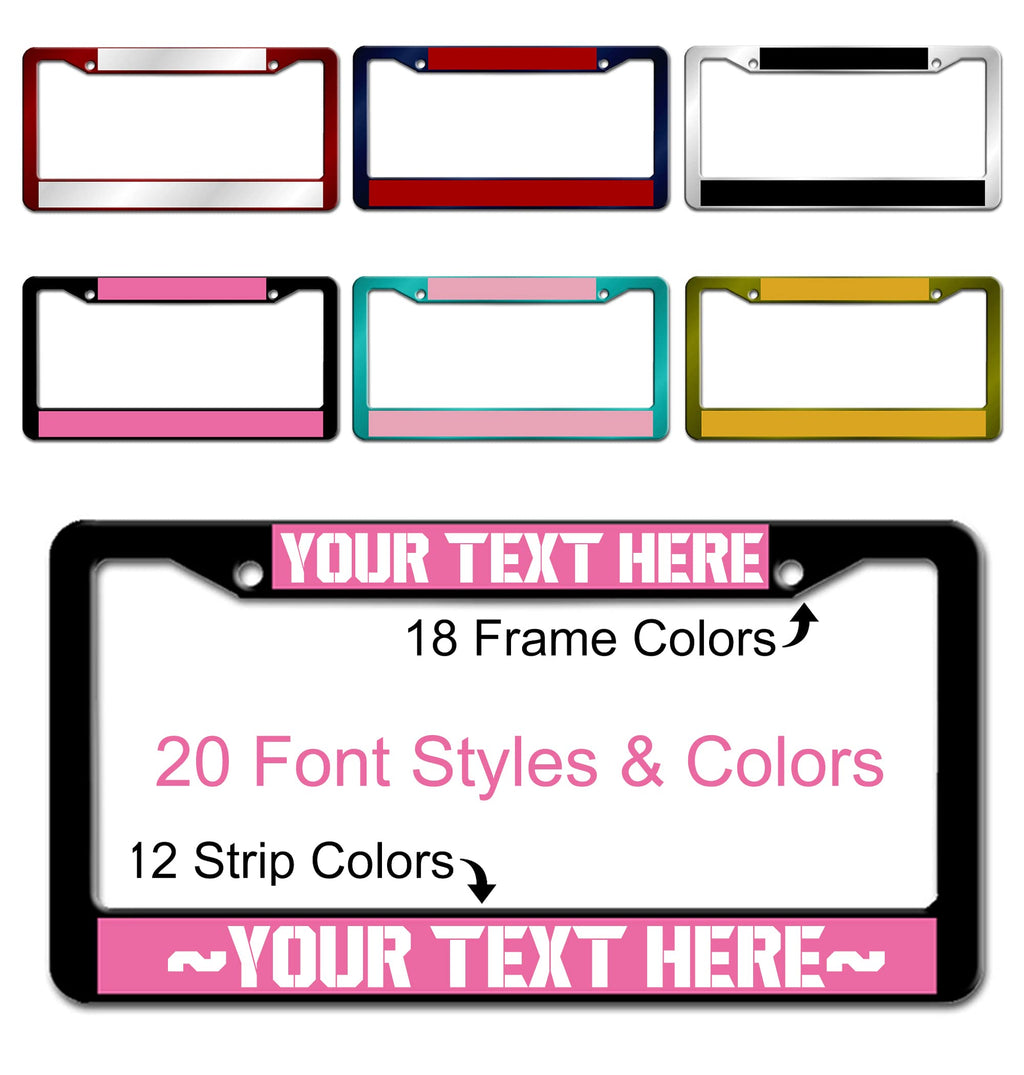 Custom Personalized License Plate Frame,Your Own Text Plate Frames for Cars, Customized Design Metal License Plate Holder, Customize Funny Metal Car Accessories License Plate Holder Chrome 2 Holes