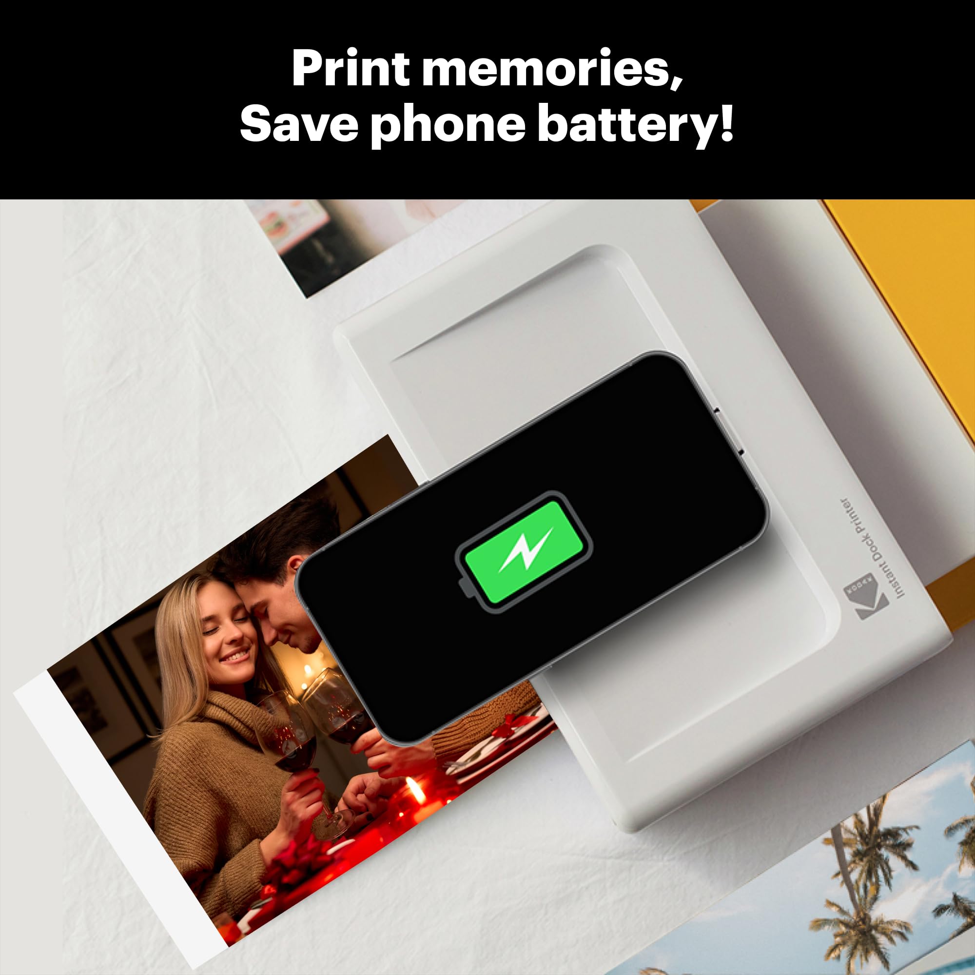 KODAK Dock Plus 4PASS Instant Photo Printer (4x6 inches) + 90 Sheets Bundle (10 Initial Sheets + 80 Sheet Pack)