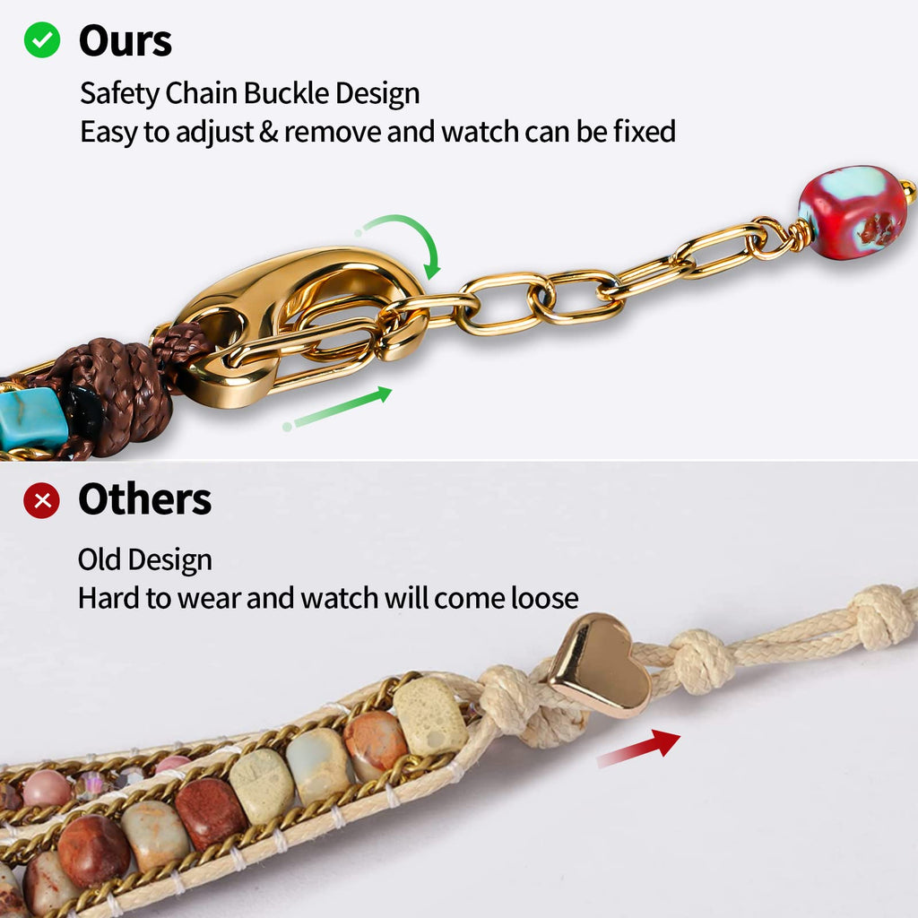 Youthrun Handmade Boho Watch Band Compatible with Apple Watch 49MM 45MM 44MM 42MM 41MM 40MM 38MM Beaded Wrap Bracelet for iWatch Ultra, Series SE/9/8/7/6/5/4/3/2/1, Fancy Strap for Women