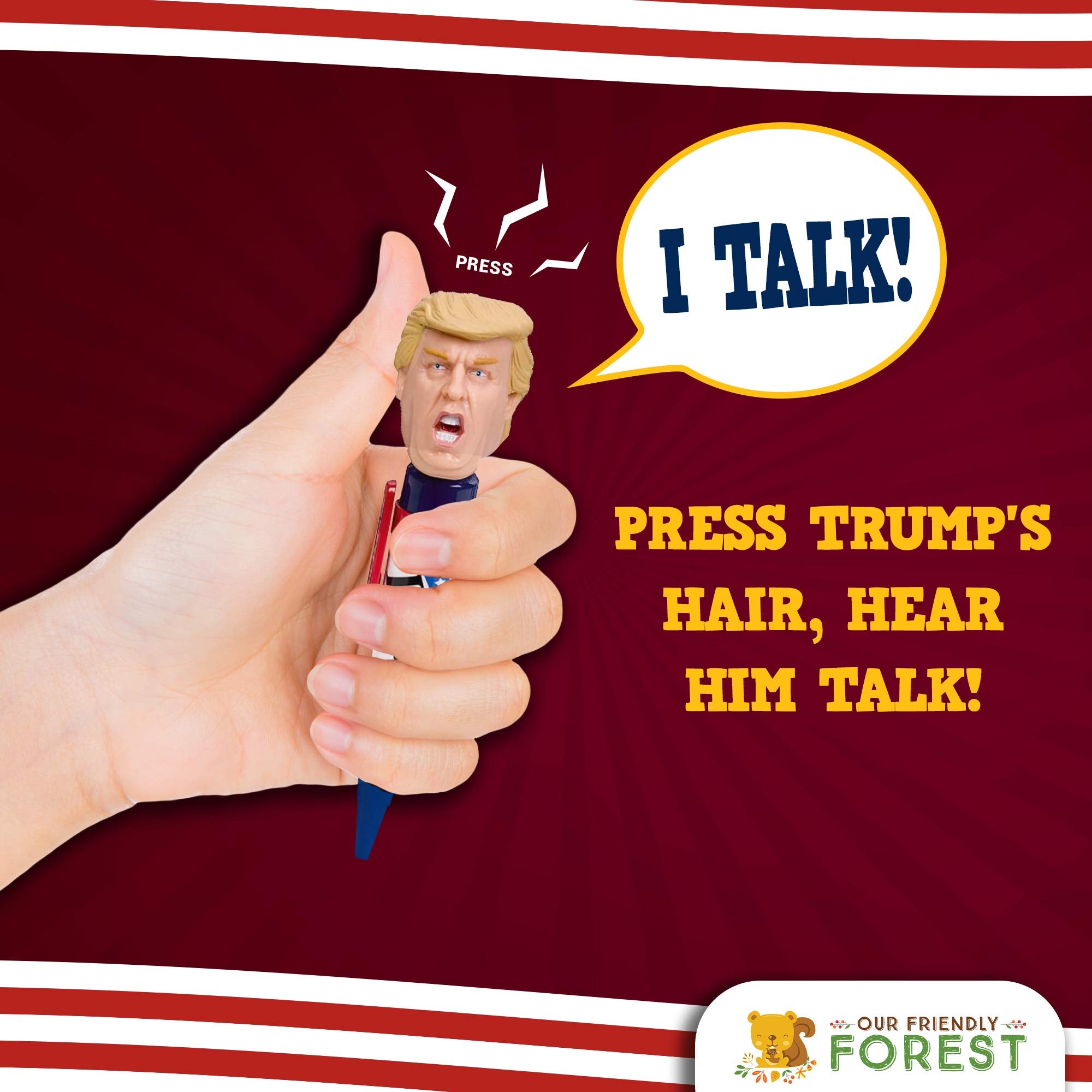 OUR FRIENDLY FOREST Talking Donald Trump Pen - Collectible Edition - Multiple Authentic Voice Recordings - Patriotic Desktop Memorabilia, Republican Present for Fathers