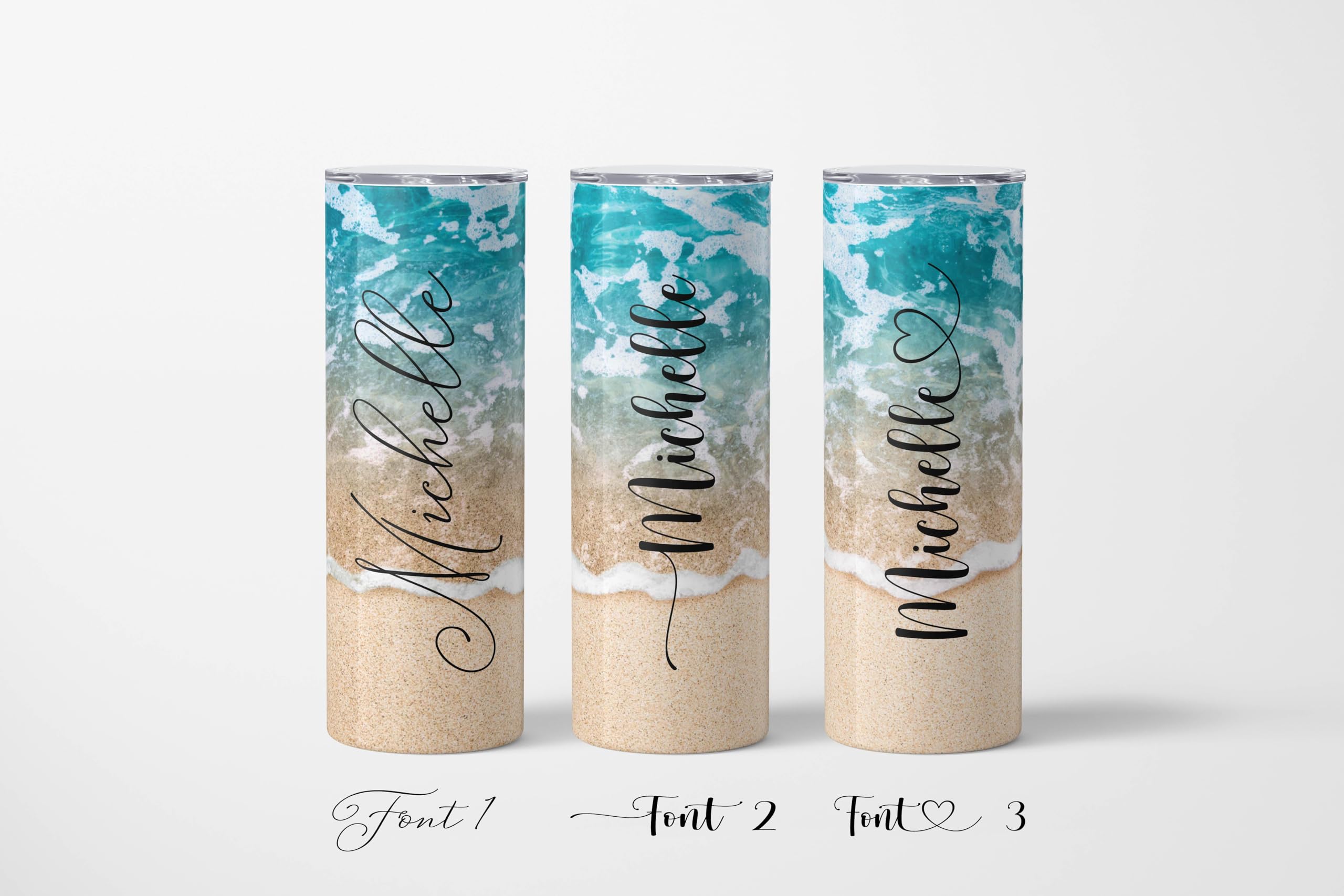 Beach Tumbler | Personalized Tumblers With Name | 20oz Stainless Steel Tumblers | Bridesmaid Gifts | Travel Cup | Custom Tumbler | Personalized Gifts | Beach | Custom Cups