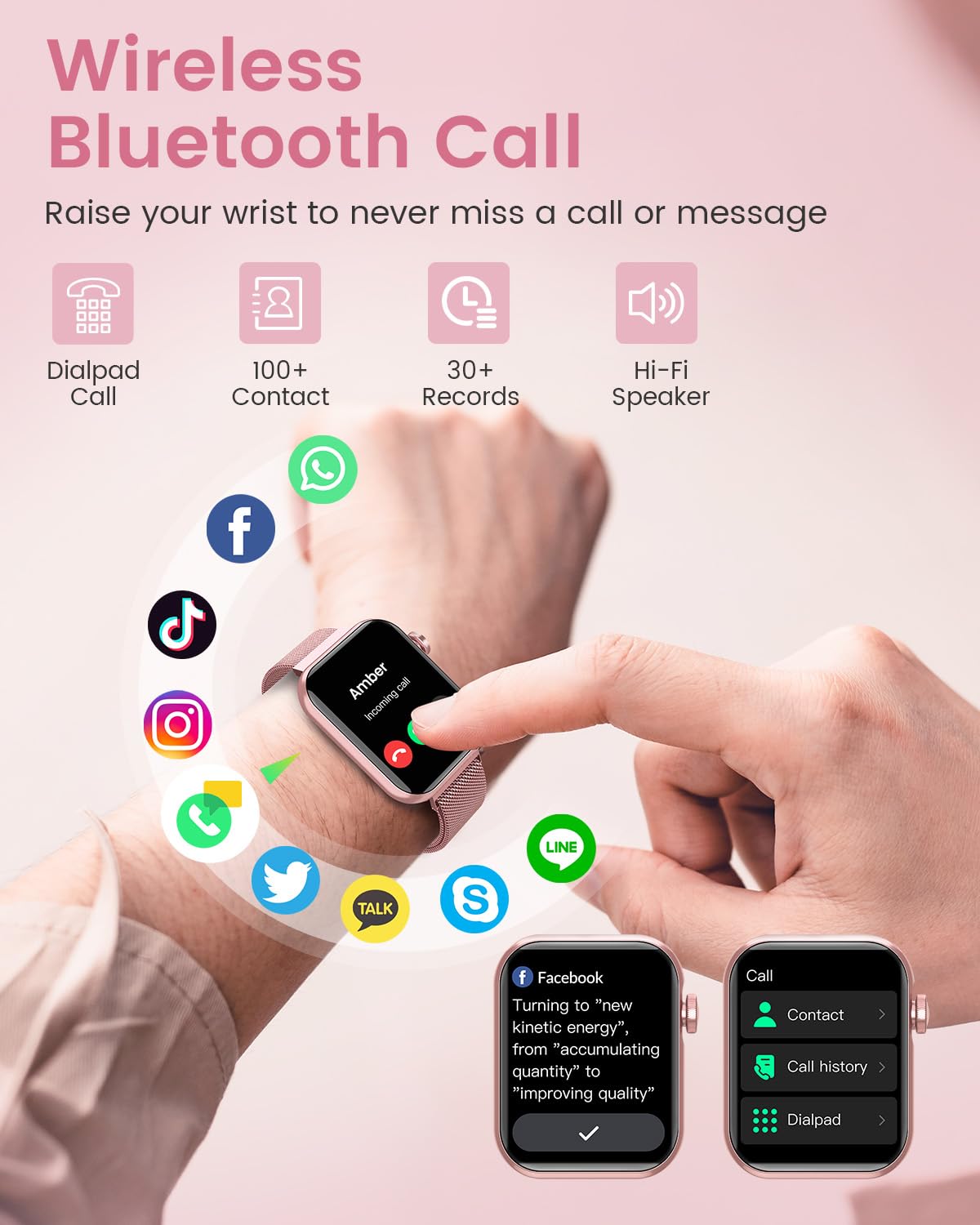 Smart Watches for Women,Fitness Tracker Smartwatch for Android Phones/iPhone Compatible,1.85" Womens Watch with Blood Pressure Monitor,Calls and Messages/Heart Rate/Sleep/Female Cycle(3 Watch Bands)