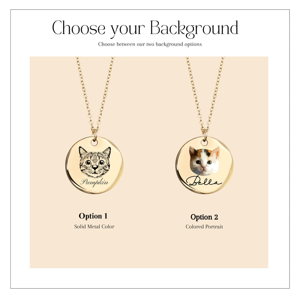 MignonandMignon Personalized Pet Gifts Custom Pet Jewelry Dog Necklace Cat Gift Custom Portrait Unique Gift LCN-AP (Silver)