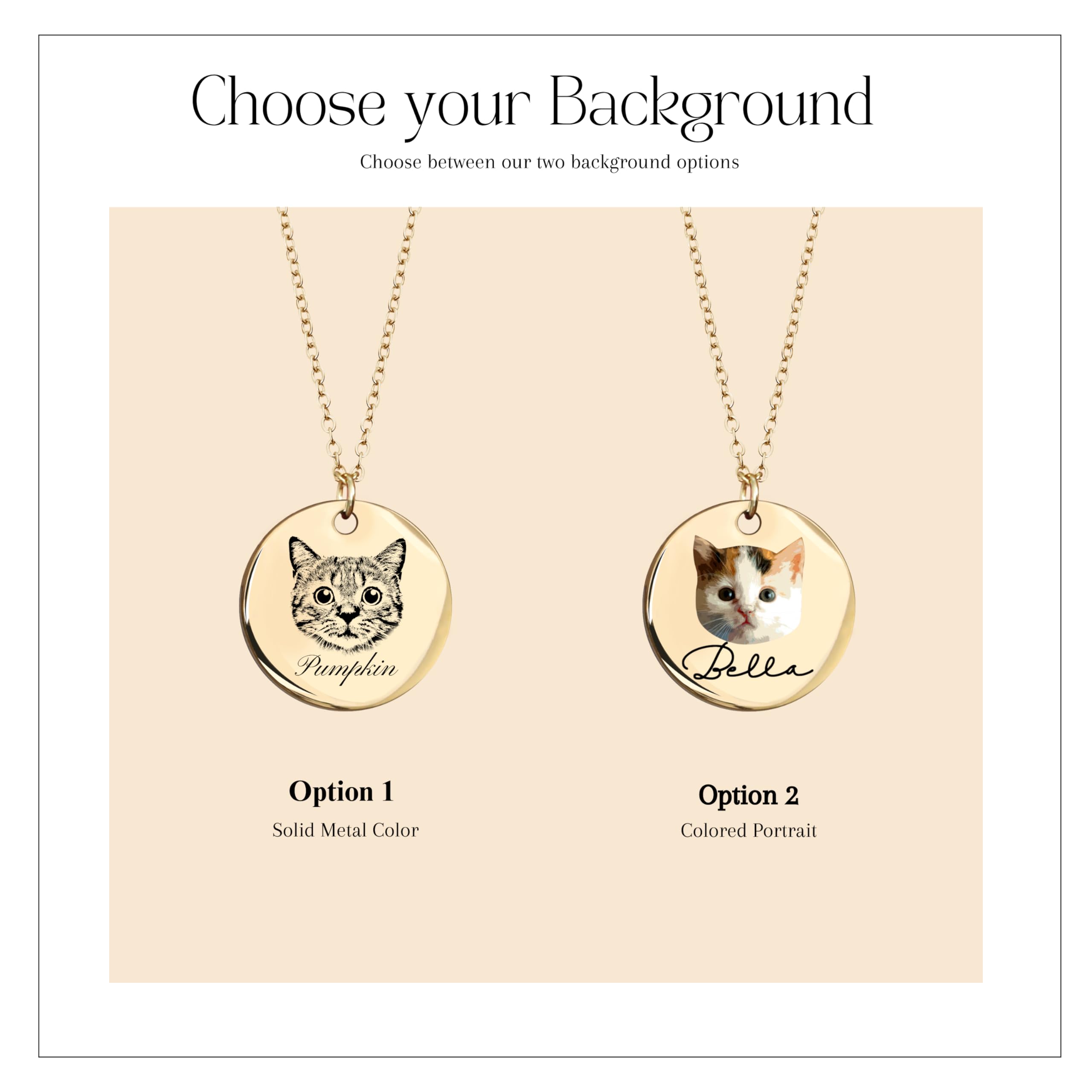 MignonandMignon Personalized Pet Gifts Custom Pet Jewelry Dog Necklace Cat Gift Custom Portrait Unique Gift LCN-AP (Silver)