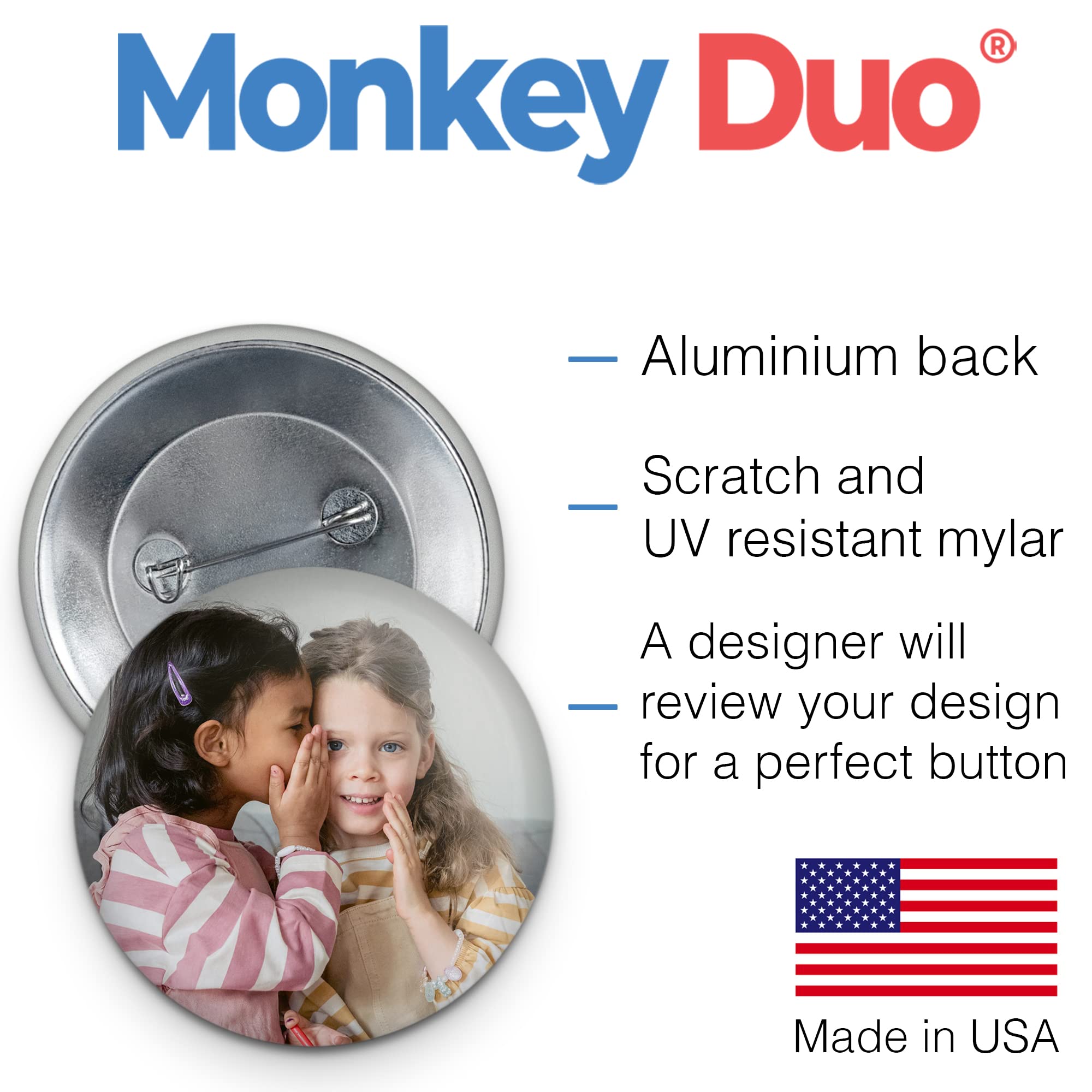 Custom Pins, Custom Buttons, Design Your Own Personalized Pinback Button Badges (1 Pack, 2.25" - Standard)