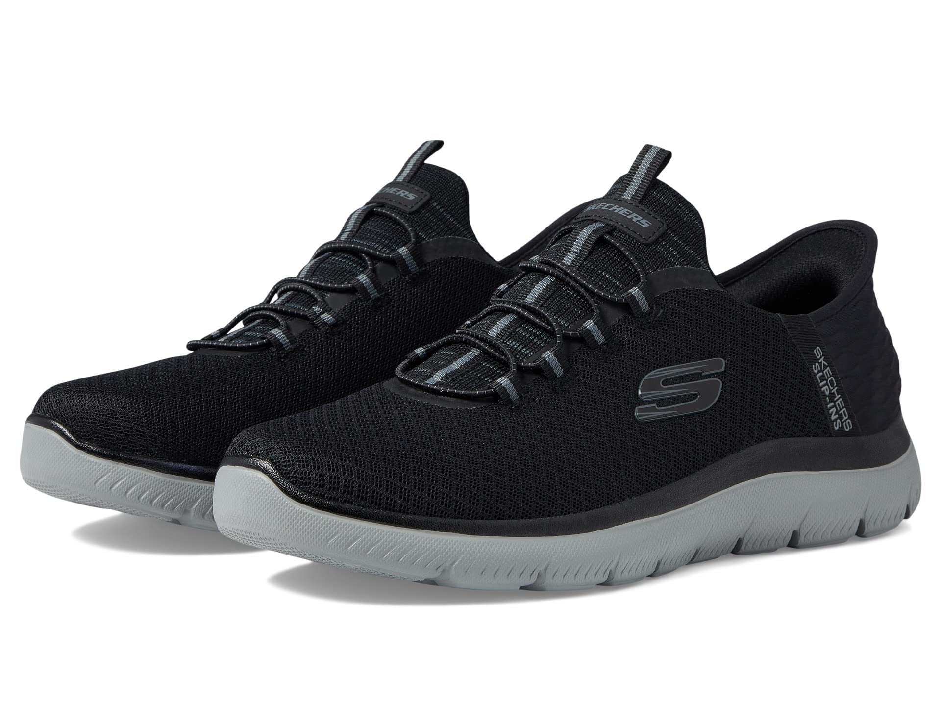 Skechers Men's Summits High Range Hands Free Slip-in Sneaker, Black/Charcoal, 10