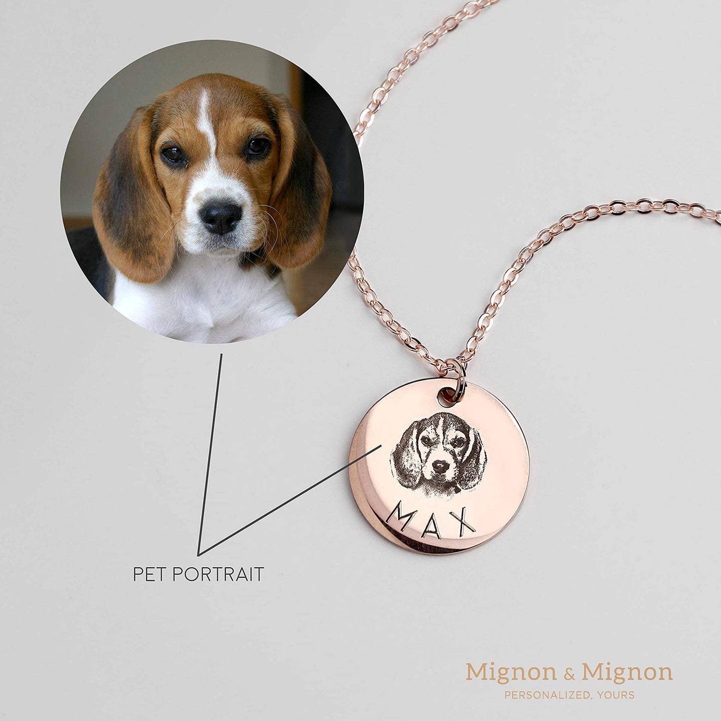 MignonandMignon Personalized Pet Gifts Custom Pet Jewelry Dog Necklace Cat Gift Custom Portrait Unique Gift LCN-AP (Silver)