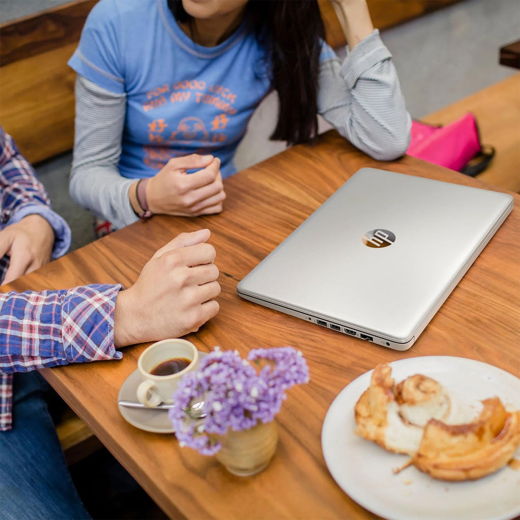 HP Portable Laptop, Student and Business, 14" HD Display, Intel Quad-Core N4120, 8GB DDR4 RAM, 64GB eMMC, 1 Year Office 365, Webcam, RJ-45, HDMI, Wi-Fi, Windows 11 Home, Silver