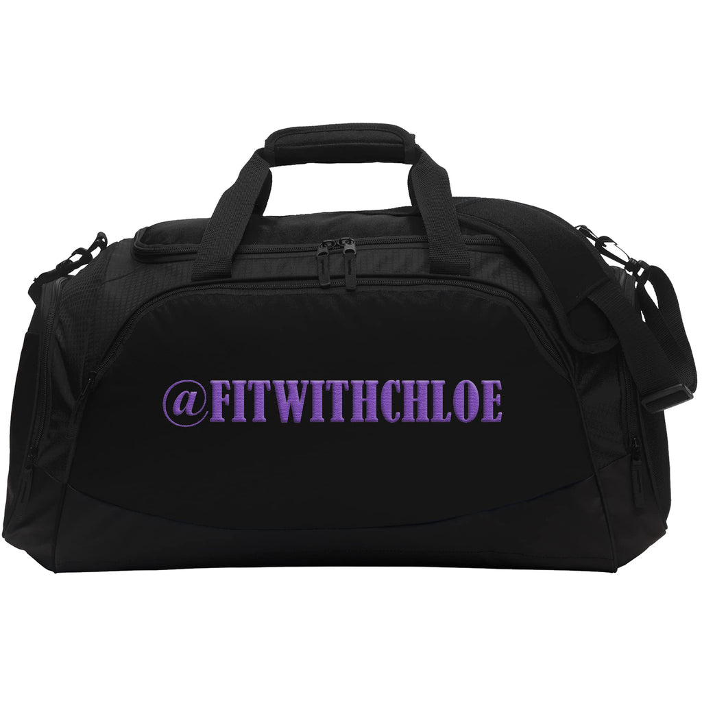 Custom Sport Duffel Bag Add Your Embroidered Text Medium Active Sport Gym Travel Duffel Bag Black Black