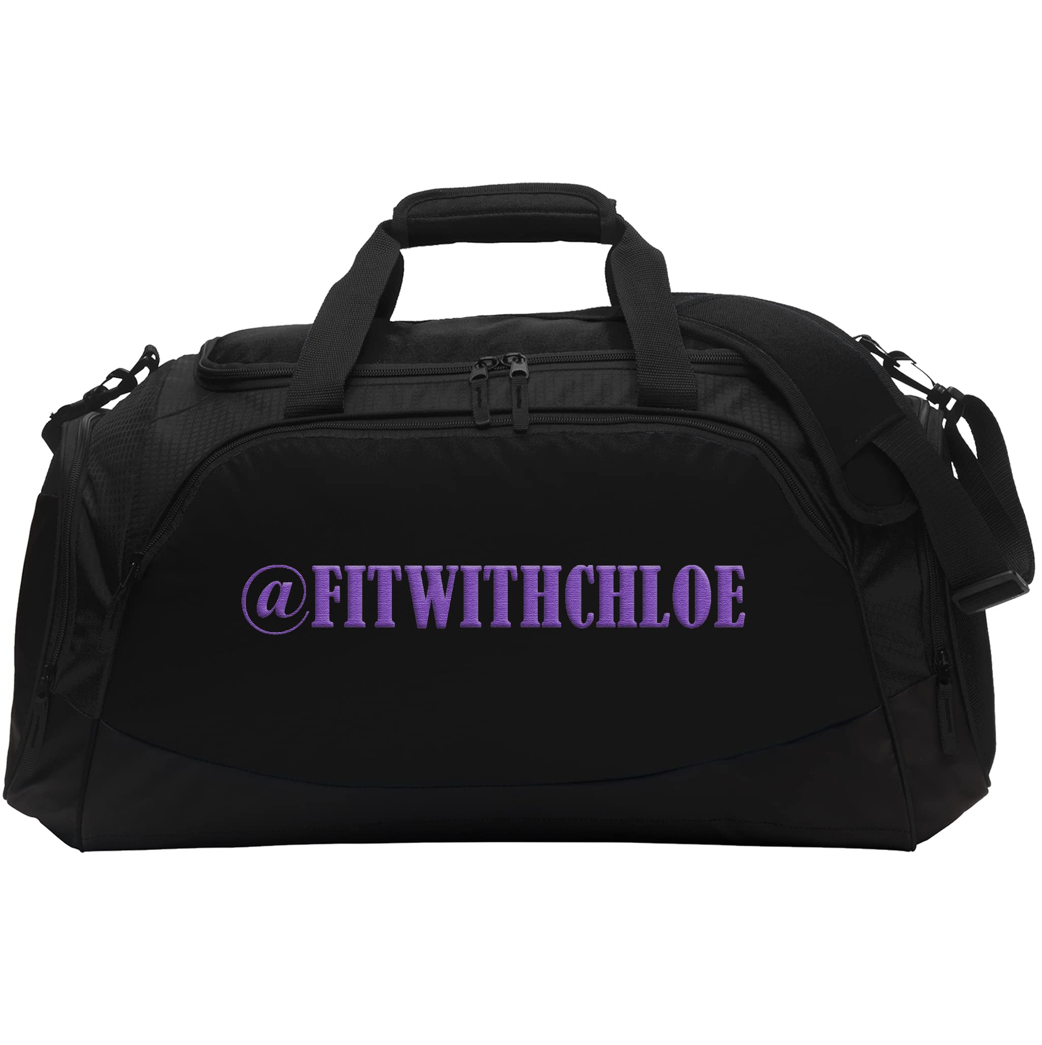 Custom Sport Duffel Bag Add Your Embroidered Text Medium Active Sport Gym Travel Duffel Bag Black Black