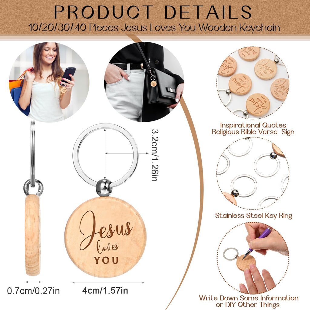 Tenceur 20 Sets Christian Gift Bulk Include Jesus Loves You Sign Inspirational Prayer Notepad Bible Bamboo Pen Religious Keychain with Organza Bags Church Party Favors for Sunday School