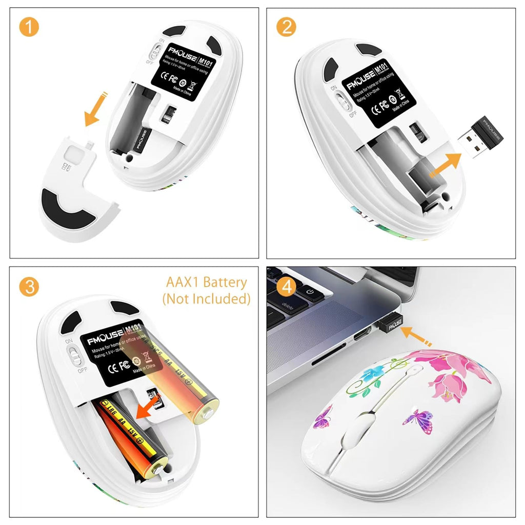 JUHOO Wireless Mouse with Nano Receiver for PC, Laptop, Notebook, Computer, MacBook, Less Noise, Portable Mobile Optical Mice