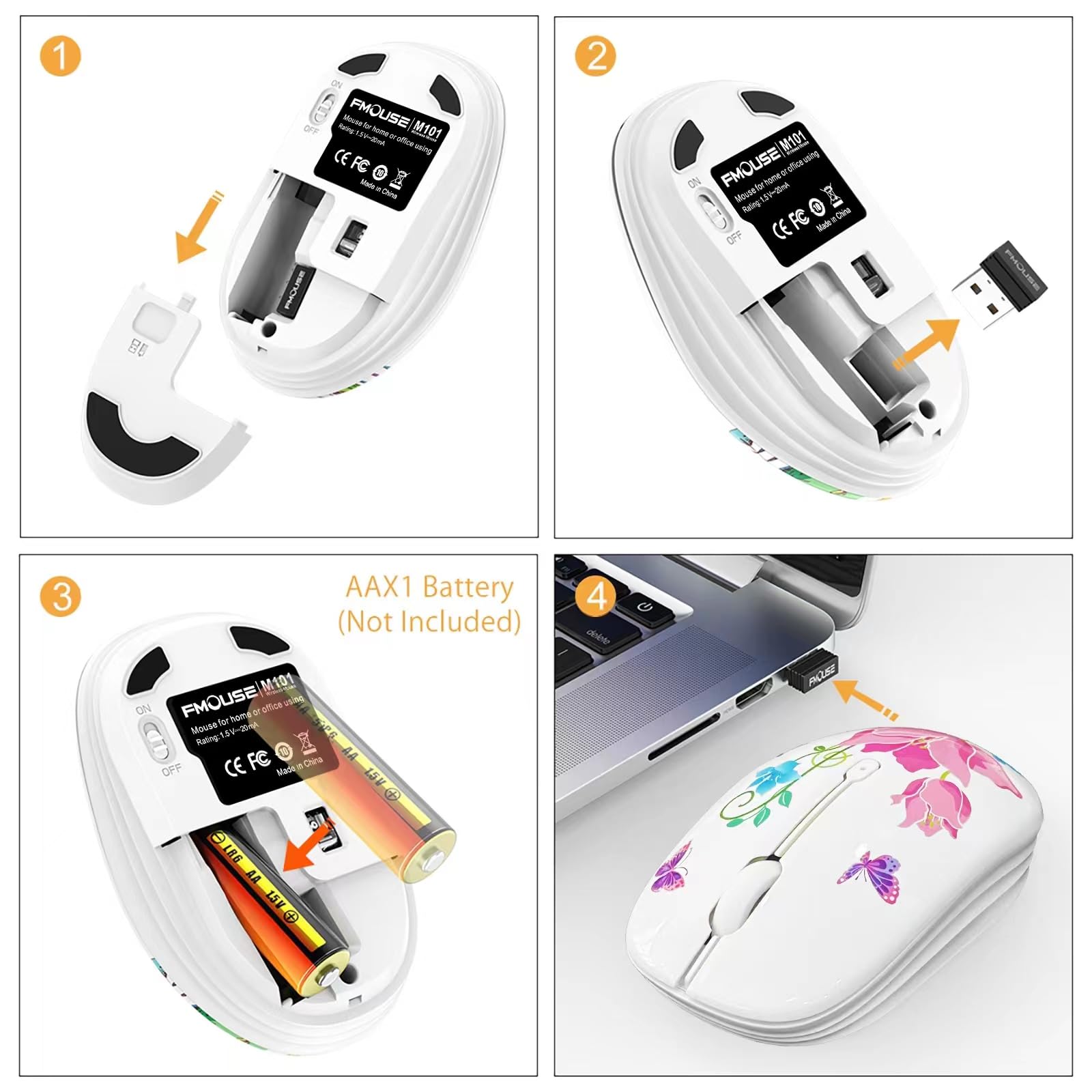 JUHOO Wireless Mouse with Nano Receiver for PC, Laptop, Notebook, Computer, MacBook, Less Noise, Portable Mobile Optical Mice