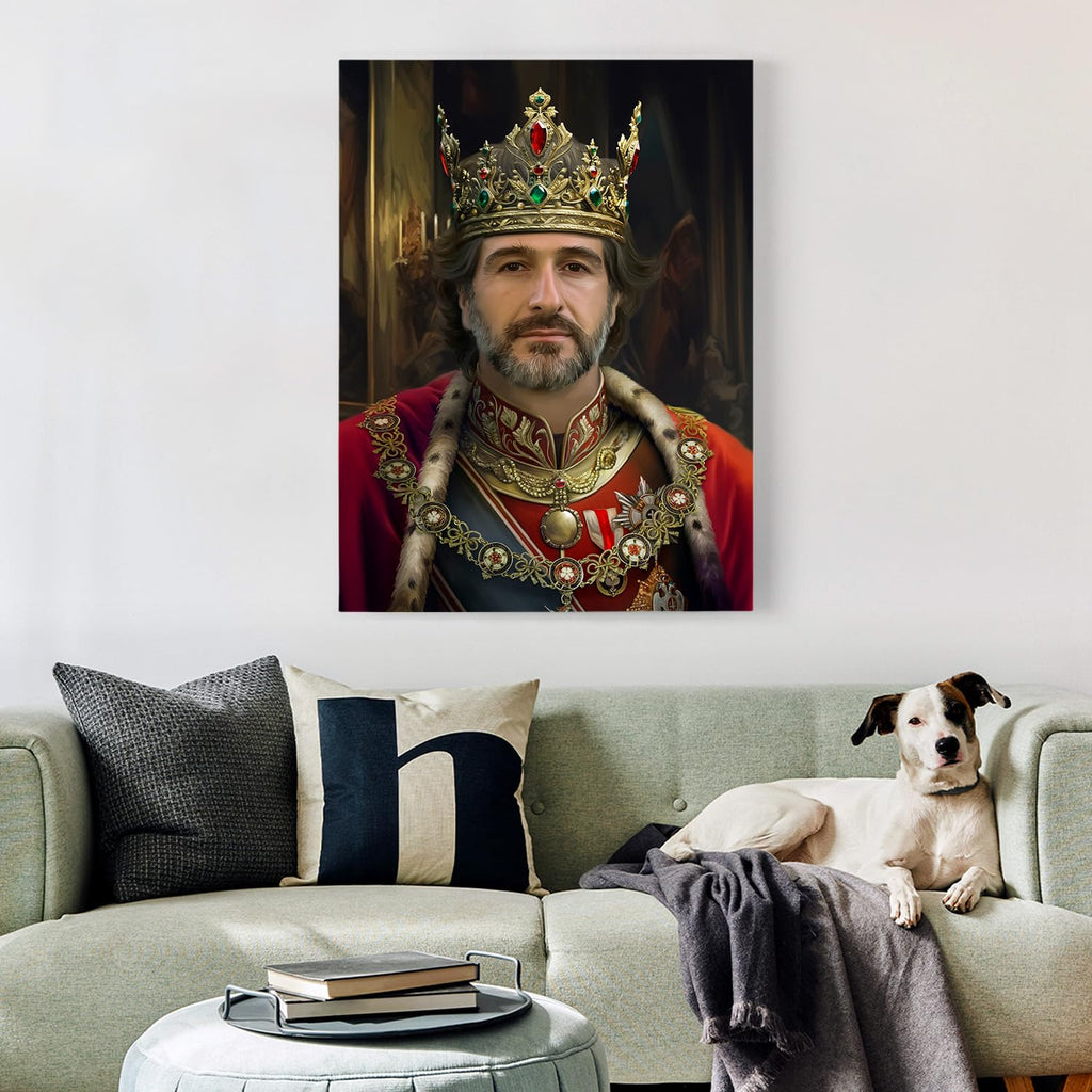Turn Me Royal Custom Royal Portrait from Photo, Renaissance Historical Canvas Birthday Gift for Him, Personalized Man Artwork (Portrait of the King, 8" x 10")