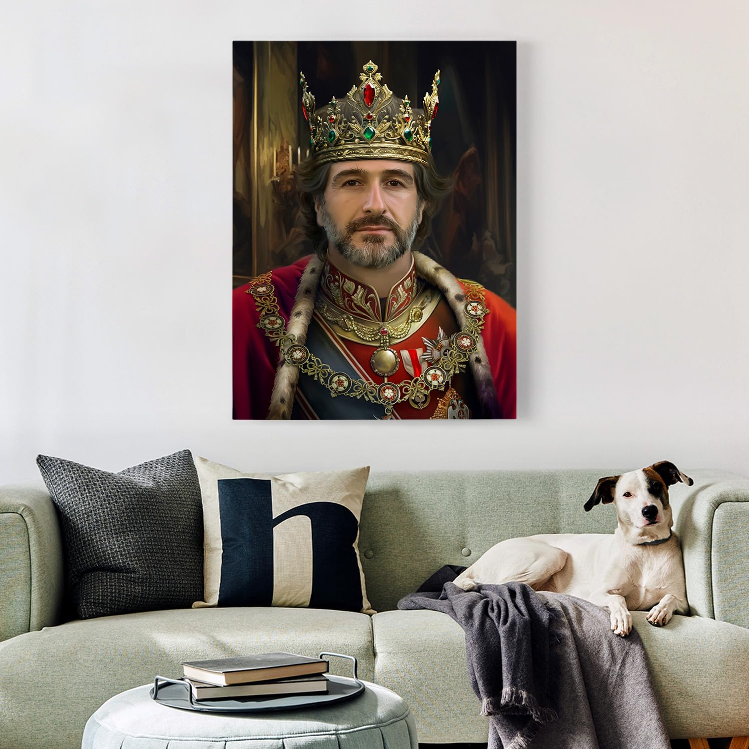Turn Me Royal Custom Royal Portrait from Photo, Renaissance Historical Canvas Birthday Gift for Him, Personalized Man Artwork (Portrait of the King, 8" x 10")