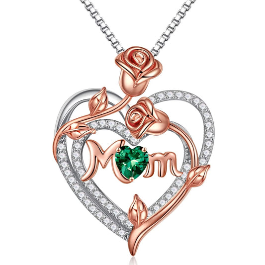 Iefil Mothers Day Gifts for Mom - Mom Birthday Gifts, Mom Necklace, New Mom/Bonus Mom/Mother in law Mothers Day Gifts, Jewelry Gifts for Mom | Emerald Necklace, May Birthstone Jewelry