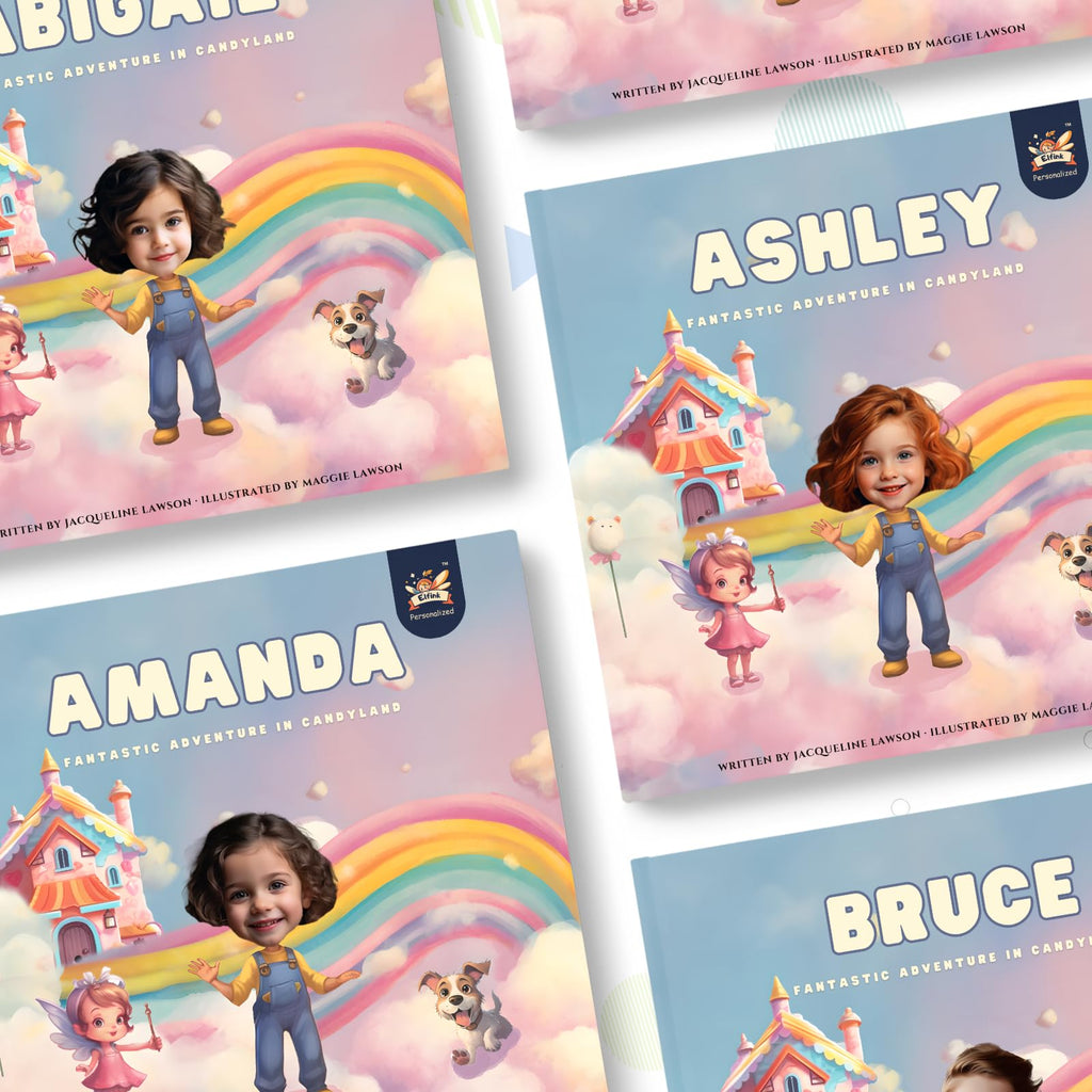 Personalized Children Story Book - Fantastic Candyland - Customized Name & Photo - Baby Gifts - Kids Engaging Adventure - Elfink (Soft Cover)