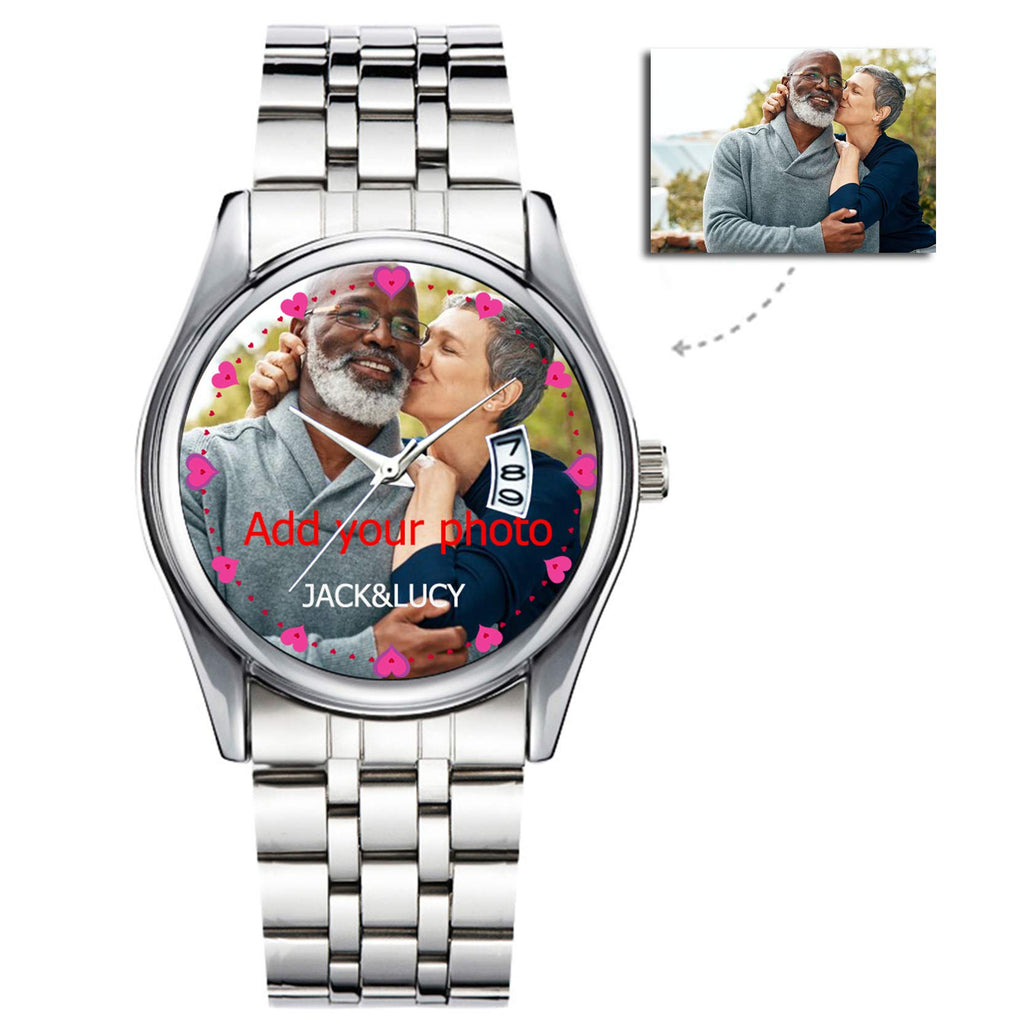 GIRLSIGHT Personalized Watch Custom Watches with Photo Picture Watch for Men, Personalized Fathers Family Women Mens Couples Gift for Husband Or Dad 001