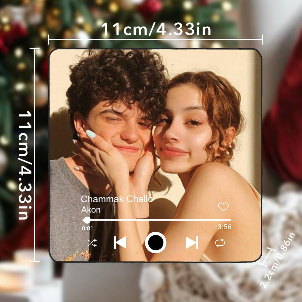 Custom Music Fridge Magnet with Photo, Song & Album Cover Personalized Music Player Refrigerator Magnet Custom Gifts for Christmas Valentine's Day for Boyfriend Couples Girlfriend Music Lovers